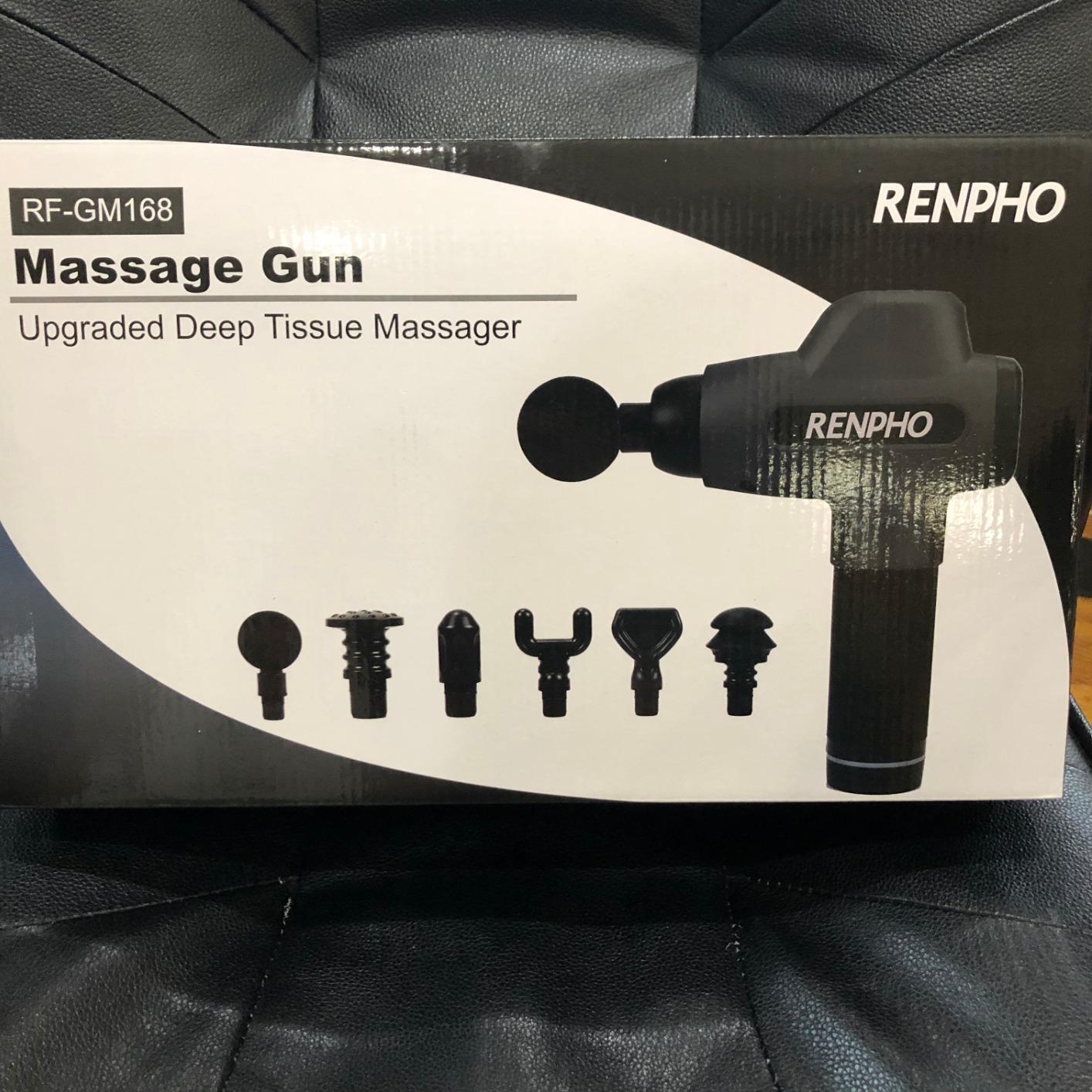 RENPHO Active Massage Gun, Deep Tissue Percussion Massager for Back and Neck, Portable Handheld Massager with 5 Speeds, 5 Attachments, Carry Case customer photo 1