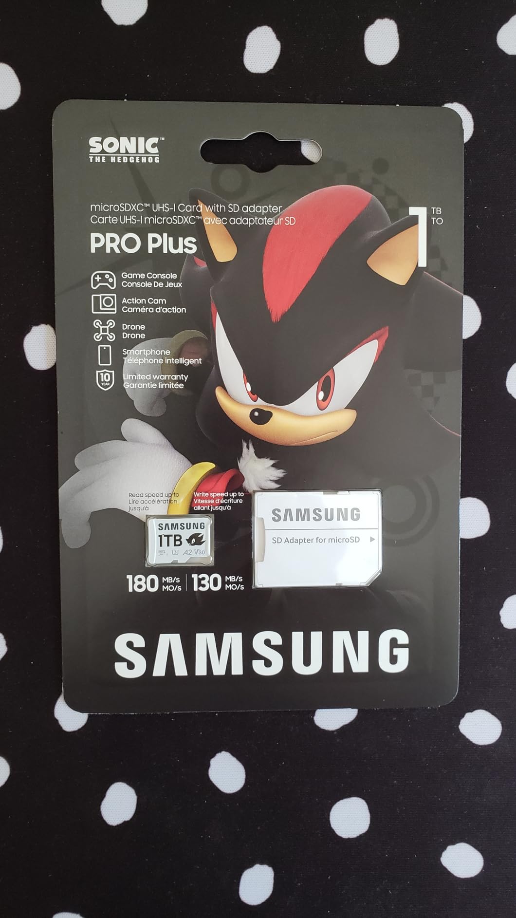 Samsung PRO Plus Sonic The Hedgehog + Adapter, 1TB microSDXC, Up-to 180MB/s, Full HD & 4K UHD, UHS-I, C10, U3, V30, A2, for Nintendo-Switch, Steam Deck, GoPRO, DJI Drone, Tablets (MB-MD1T0SA/LC1) customer photo 1