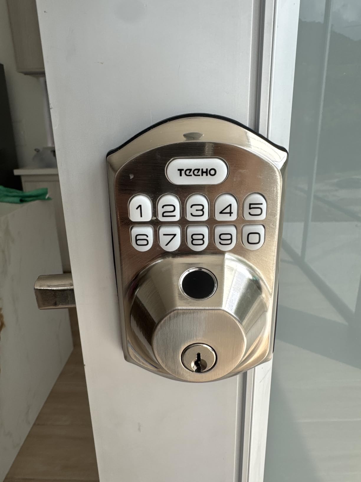 TEEHO TE012W WiFi Fingerprint Smart Door Lock for Front Door, Satin Nickle customer photo 1