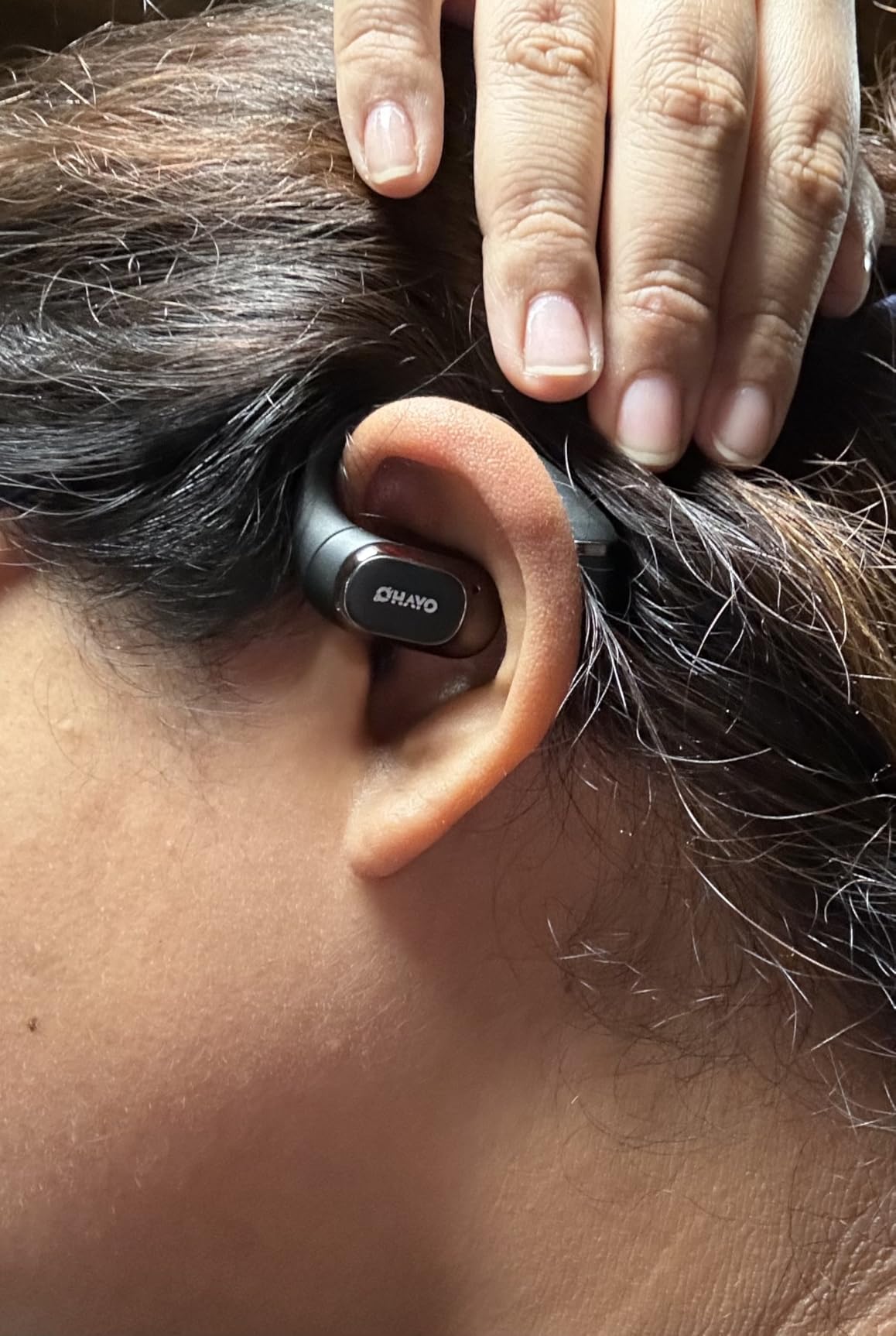 Open Ear Headphones, Over Ear Earbuds with Ergonomic Earhook, Bluetooth Headphones 5.4 with Smart Digital Display, 40H Playtime, IPX6 Waterproof, Touch Control Operate Fit Cycling, Running, Workout (Black) customer photo 1