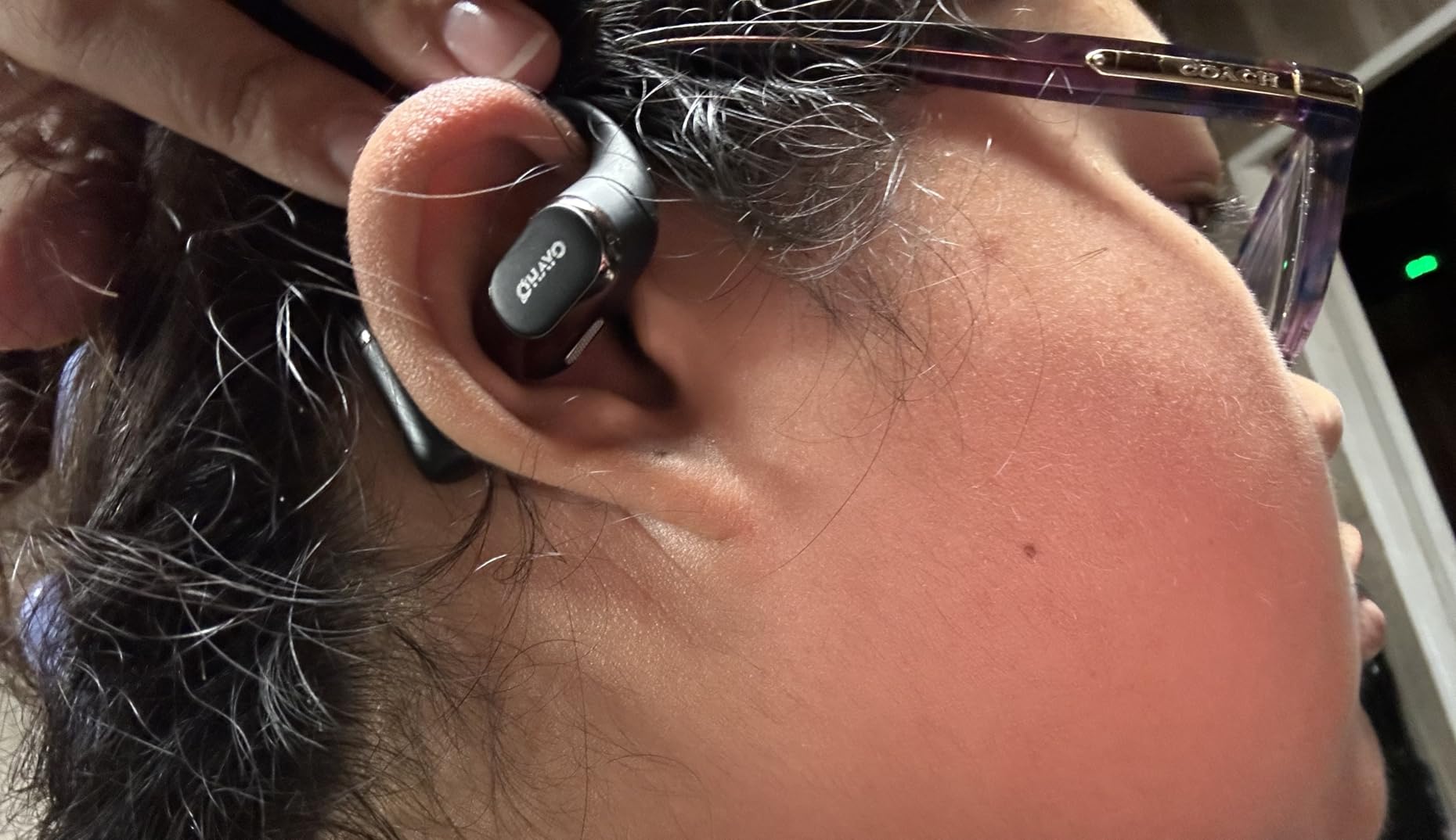 Open Ear Headphones, Over Ear Earbuds with Ergonomic Earhook, Bluetooth Headphones 5.4 with Smart Digital Display, 40H Playtime, IPX6 Waterproof, Touch Control Operate Fit Cycling, Running, Workout (Black) customer photo 2