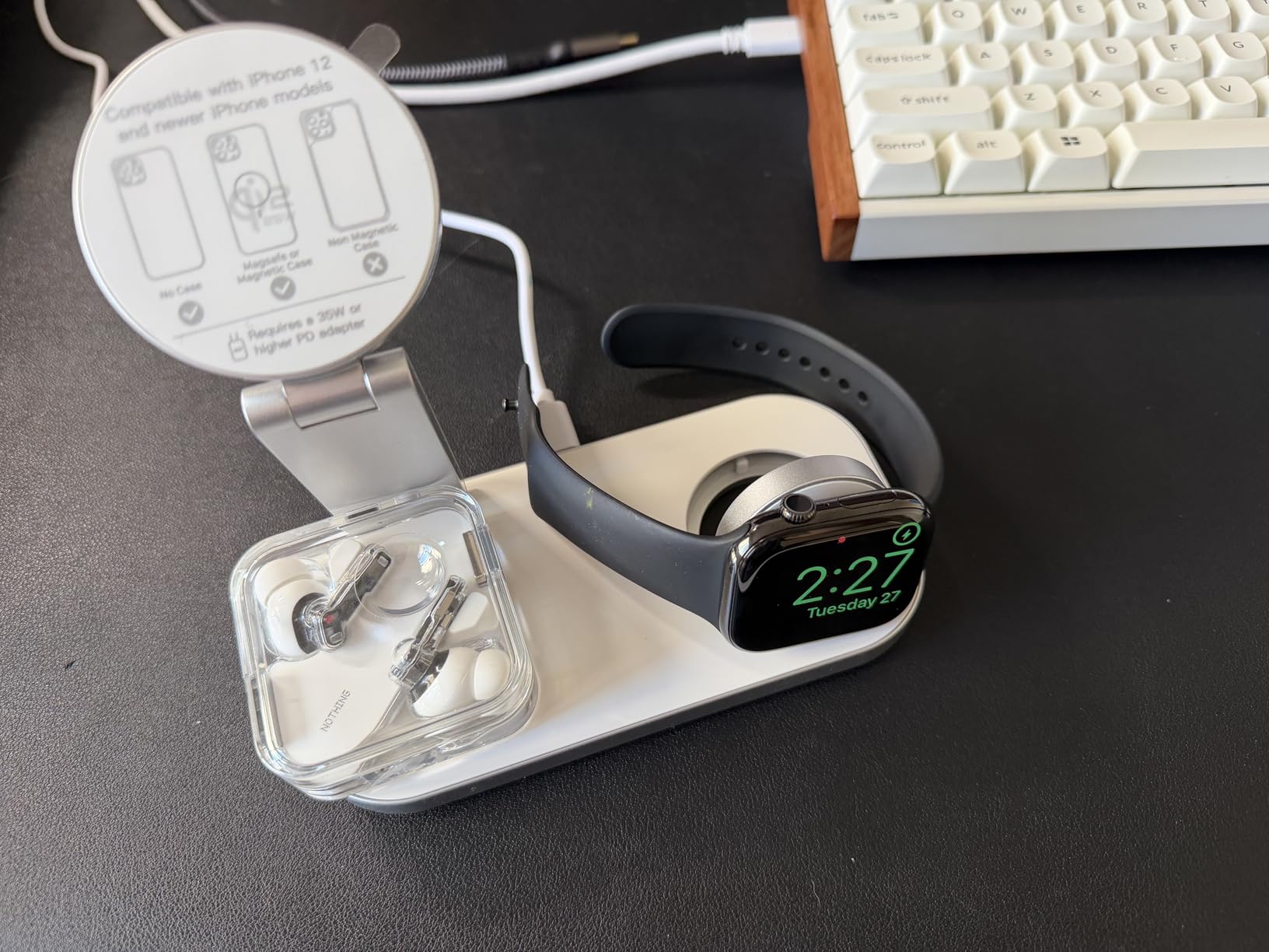 3-in-1 Charging Station for Apple Device, Qi2 25W Certified Magnetic Wireless Fast Charger Stand Compatible with MagSafe for iPhone 18/17/16/15/14/13/12/Air/Duo Series, Apple Watch & AirPods customer photo 2