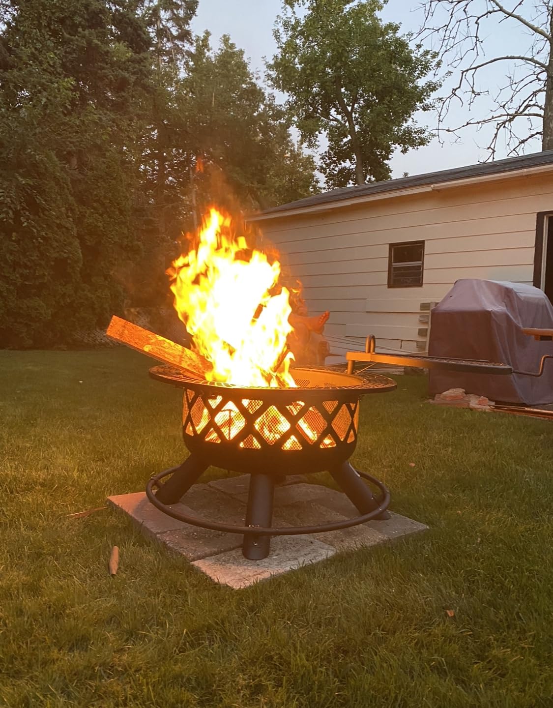 Bali Outdoors Fire Pit with Poker | 40 inch Outdoor Fire Pit Patio, Wood Burning Firepits for Outside with Grill customer photo 2