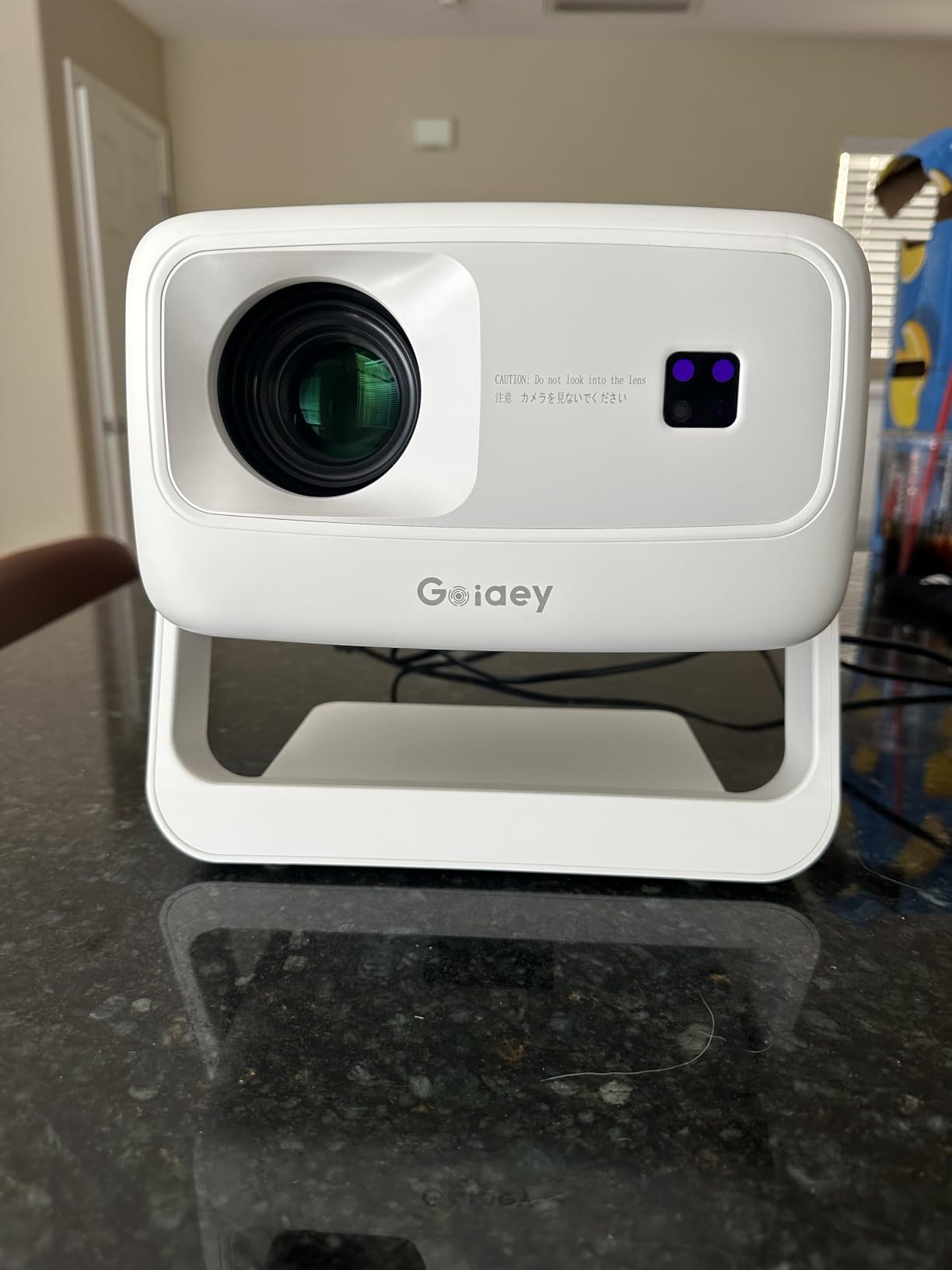 [3000+ Licensed Apps/Live TV/HDR10+/50W Dolby Audio] Smart 4K-Projector with WiFi and Bluetooth, Goiaey 3200ANSI Outdoor Projector with 360°Stand, Auto Focus, Auto Keystone, Short Throw Proyector customer photo 1