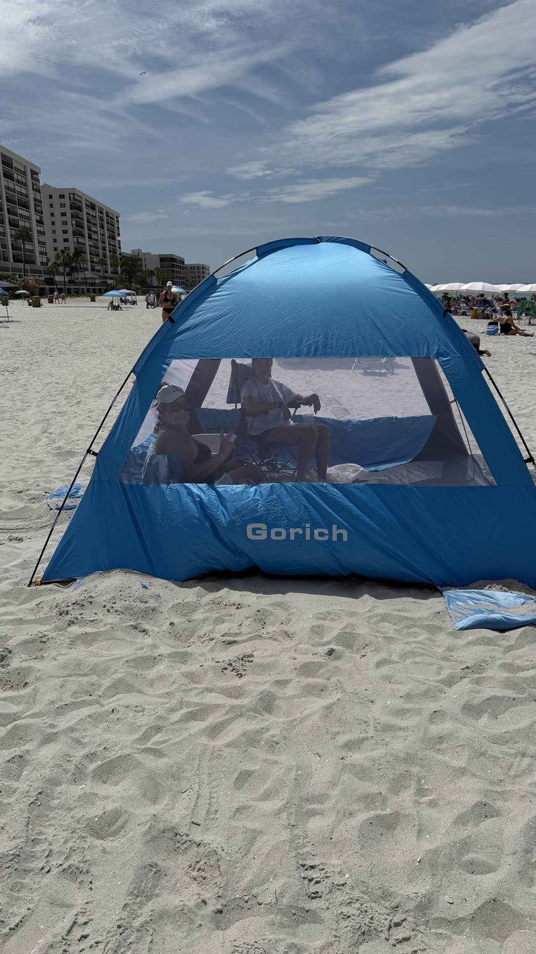 Gorich Beach Tent Sun Shelter for 3/4/6/8/10 Person with UPF 50+ UV Protection, Lightweight & Easy Setup Beach Shade Canopy, Portable Beach Shade Tent Beach Cabana customer photo 1