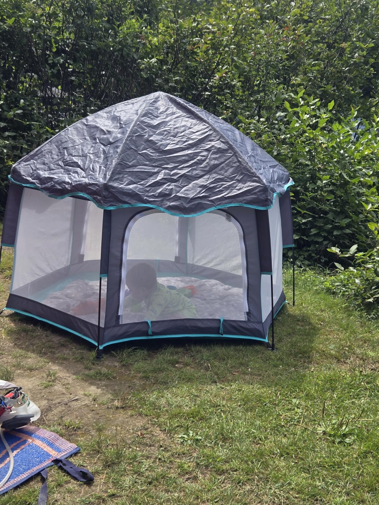 Bend River Baby Playpen with Canopy, Portable Baby Beach Tent, Toddler Play Yard Indoor and Outdoor, Foldable Mosquito Net for Infant - Grey customer photo 1