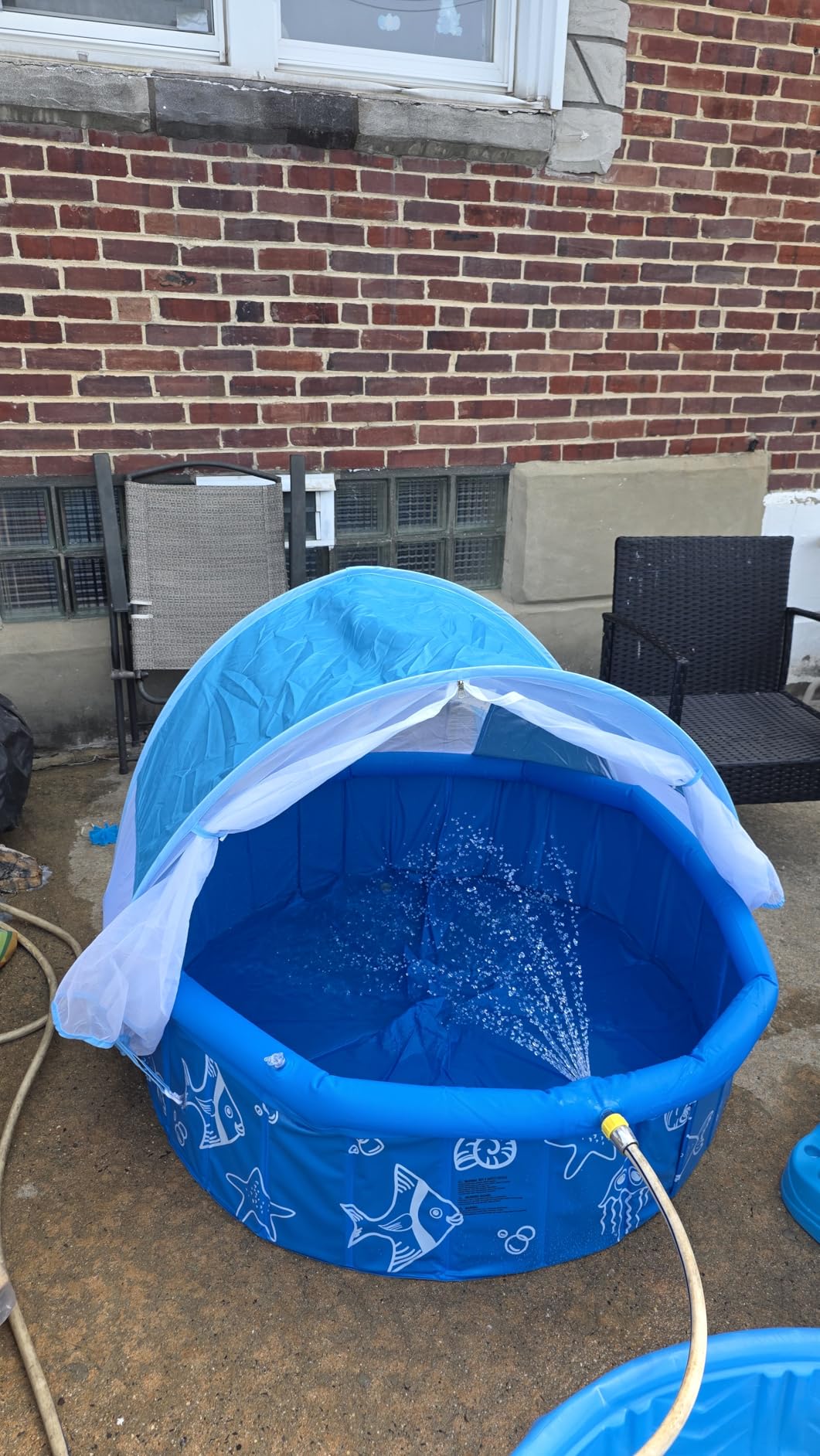 Upgraded Baby Pool with Canopy Sprinkler, 47in Foldable Kiddie Pool with Pop Up Mosquito Net, Baby Beach Tent with Sun Shade Canopy, Portable Toddler Kids Small Pool for Backyard Beach Outdoor customer photo 1