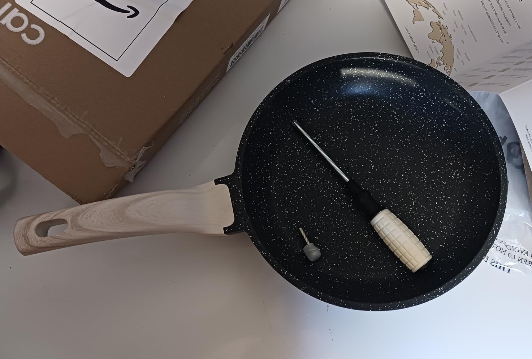 CAROTE Nonstick Frying Pan Skillet, Non Stick Granite Fry Pan Egg Pan Omelet Pans, Stone Cookware Chef's Pan, PFOA Free, Induction Compatible (Classic Granite, 8-Inch) customer photo 1
