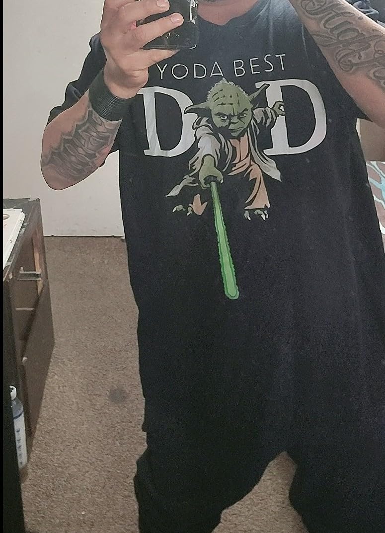 Star Wars Yoda Lightsaber Best Dad Father's Day T-Shirt customer photo 2