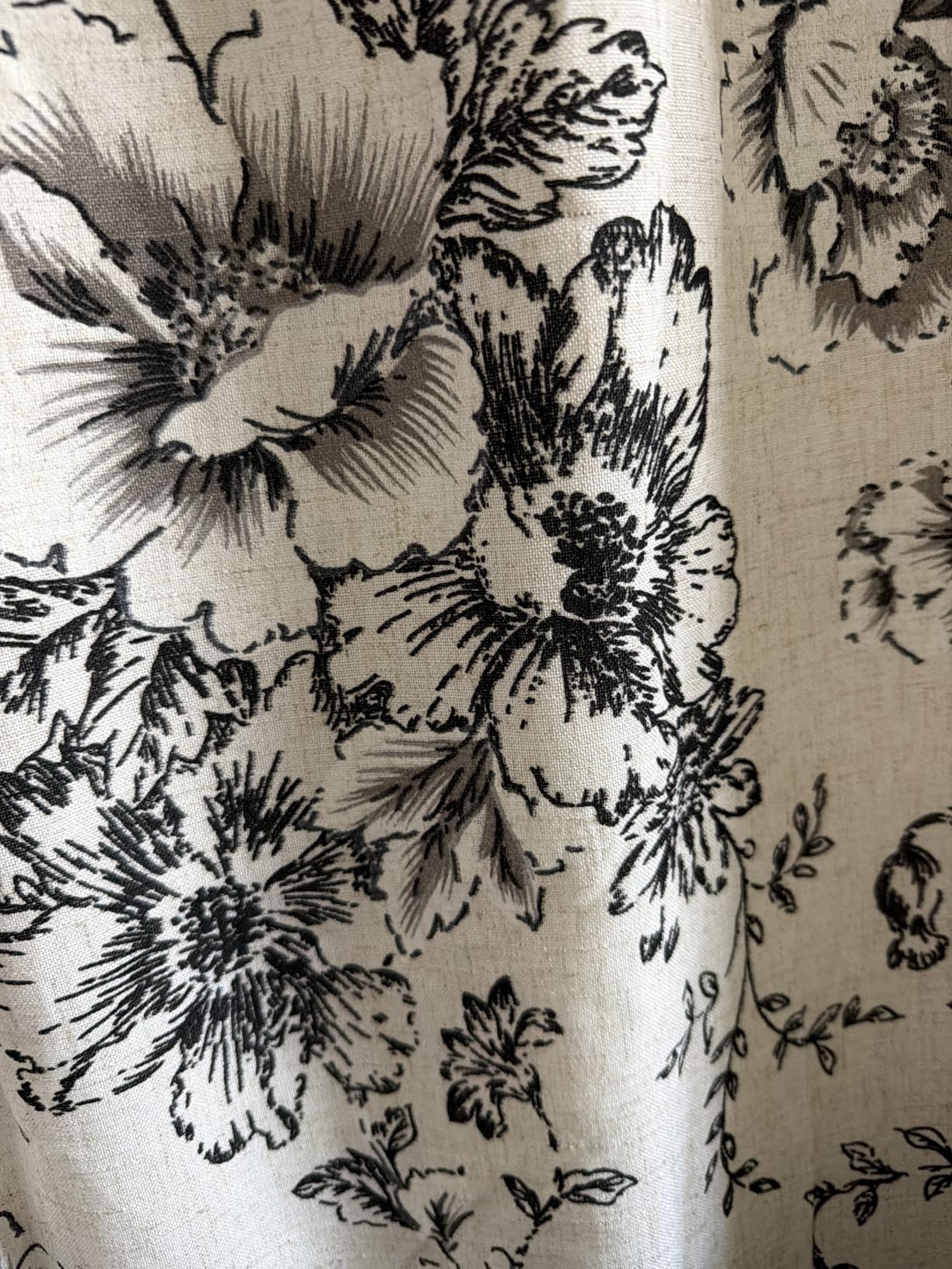 jinchan Floral Curtains for Living Room 84 Inch Length Farmhouse Printed Curtain Rod Pocket Back Tab Black Peony Flower Patterned Drapes Bedroom Window Curtains Set 2 Panels 25% Linen 75% Polyester customer photo 2