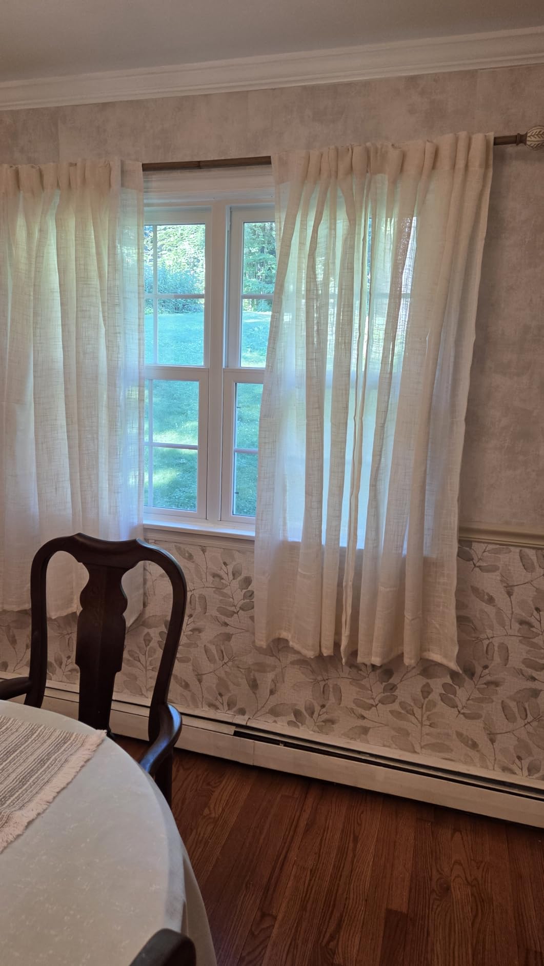 LAMIT Natural Ivory Semi Sheer Linen Curtains 84 inch Long, Cream White Light Filtering Living Room Panels Back Tab and Rod Pocket Neutral Drapes for Bedroom/Farmhouse, 2 Panels, 52 x 84 Inch customer photo 2