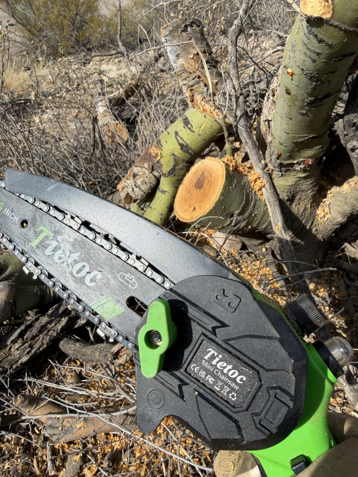 Tietoc Chainsaw 6 Inch Mini Electric Chainsaw Cordless Battery Powered, Hand Held Saw for Wood/Trees Trimming customer photo 1