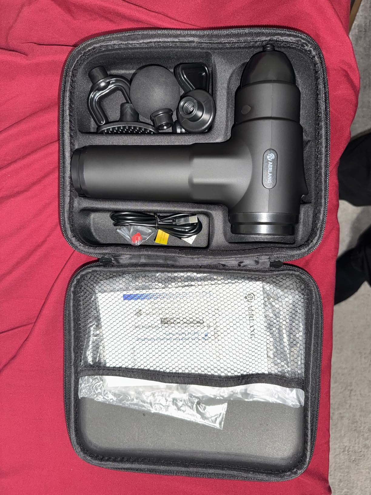 cotsoco Massage Gun Deep Tissue, Muscle Massage Gun with 9 Attachment Heads 20 Speeds & Silent Brushless Motor for Pain Relief, Handheld Percussion Back Massager Gun, Fathers Day Dad Gifts(Black) customer photo 2