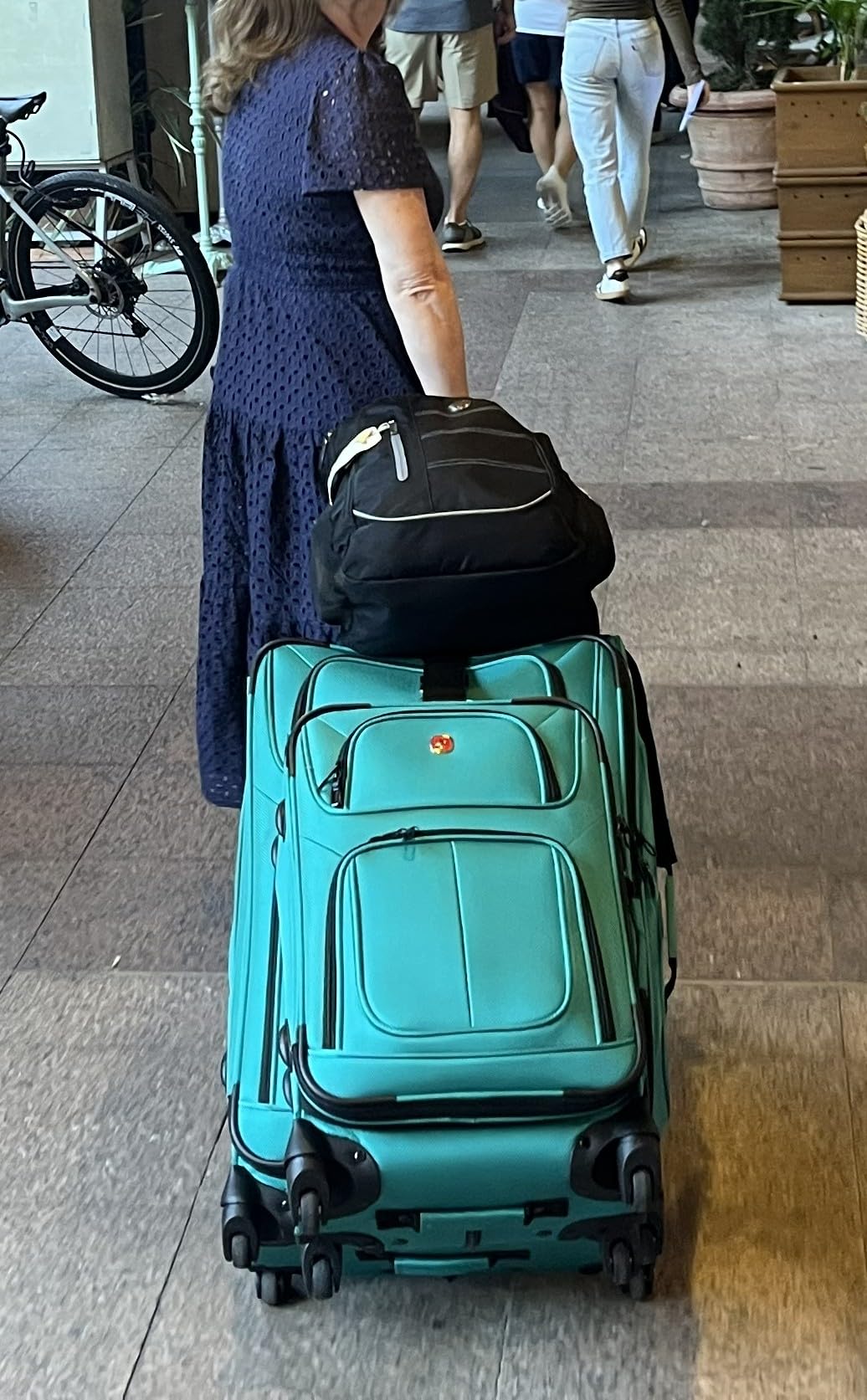 Sion Softside Expandable Spinner Luggage Durable Lightweight Travel Suitcase, Black, 2-Piece Set (Carry-On/Large) customer photo 1