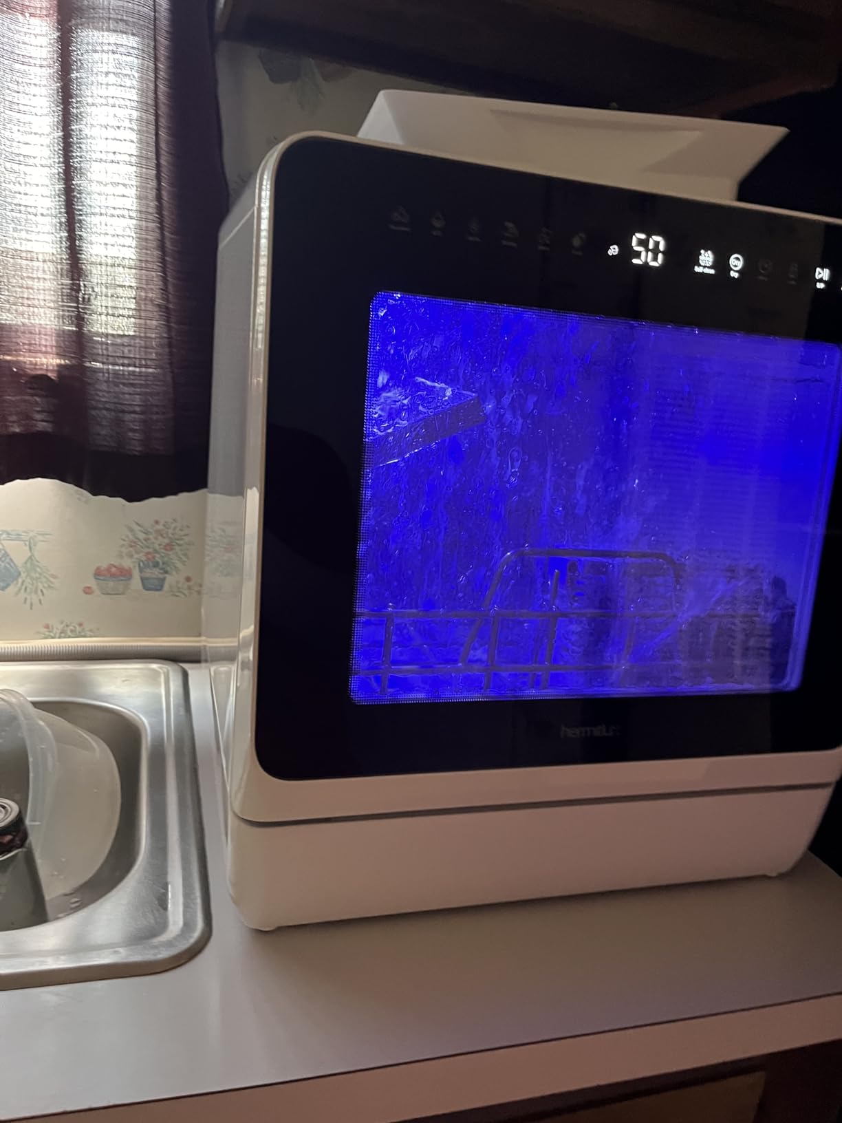 Hermitlux Countertop Dishwasher, 7 Washing Programs Portable Mini Dishwasher with 5-Liter Built-in Water Tank for Apartments & RVs, LED Light, Glass Door, No Hookup Needed customer photo 2