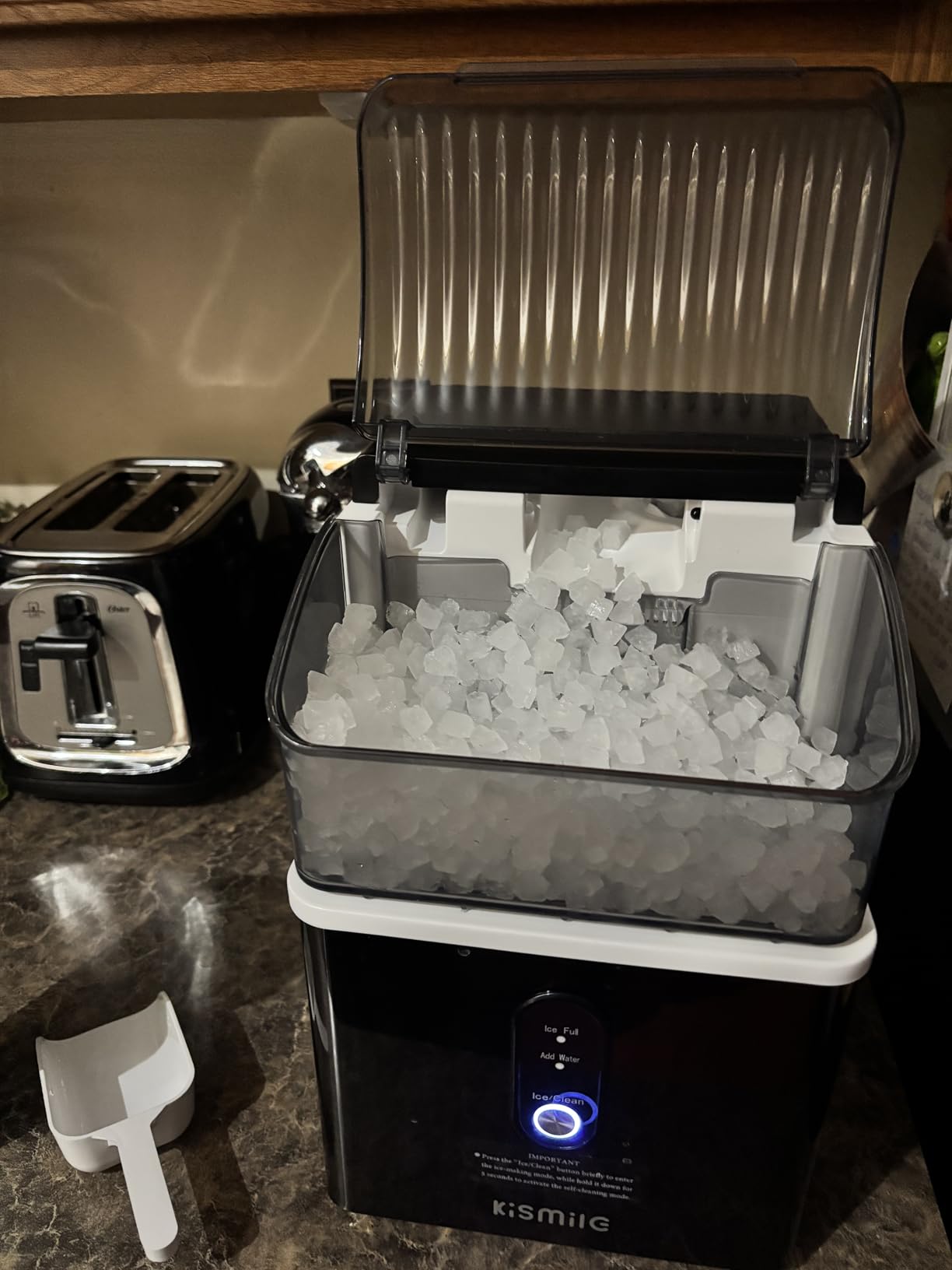 Kismile Nugget Ice Makers Countertop, Portable Ice Machine with Crushed Ice, 35lbs/Day, Self-Cleaning customer photo 1