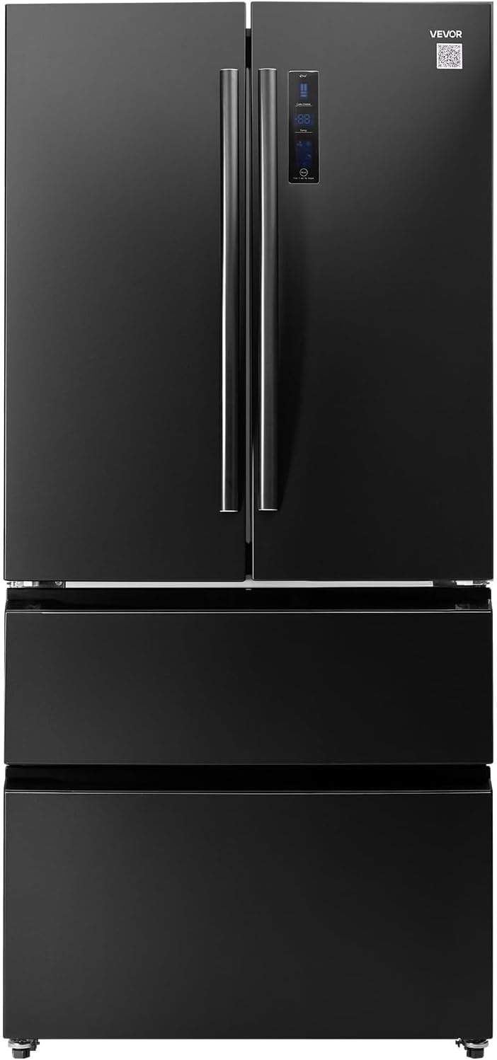 VEVOR French Door Refrigerator, 18.9 Cu. Ft. Kitchen Fridge, Counter Depth French Refrigerator with LED Display and 4 Casters, Frost-Free Bottom Freezer Refrigerators for Home & Commercial Use, Black customer photo 1