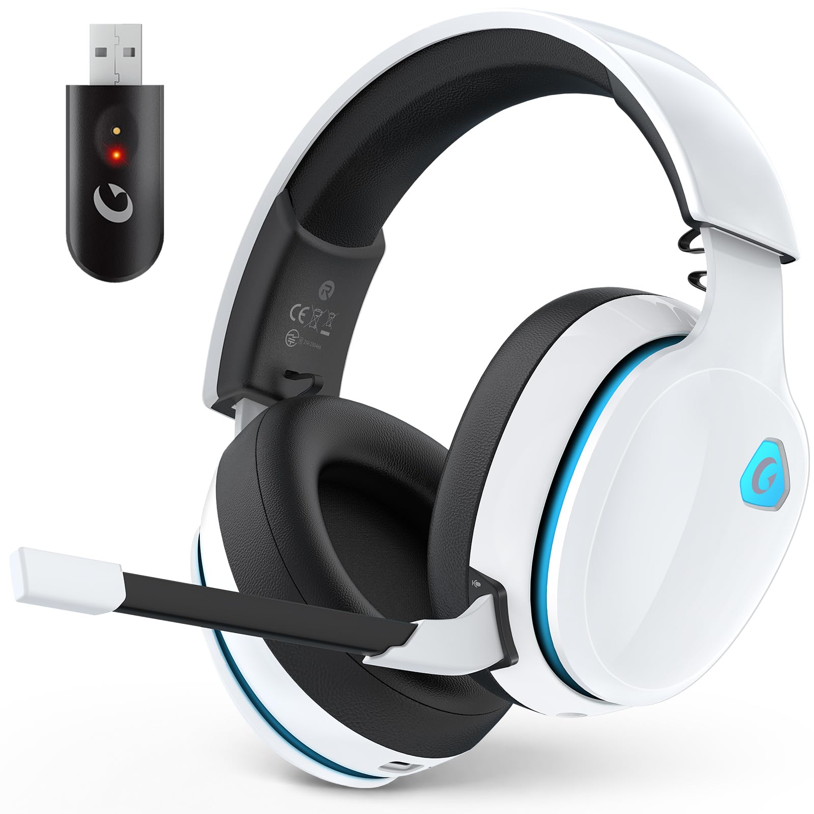 AOC 2.4GHz Wireless Gaming Headset for PS5, PS4 Fortnite & Call of Duty/FPS Gamers, PC, Switch, Bluetooth 6.0 Gaming Headphones with Noise Canceling Mic, 7.1 Virtual Surround, 45Hr Battery - White customer photo 1