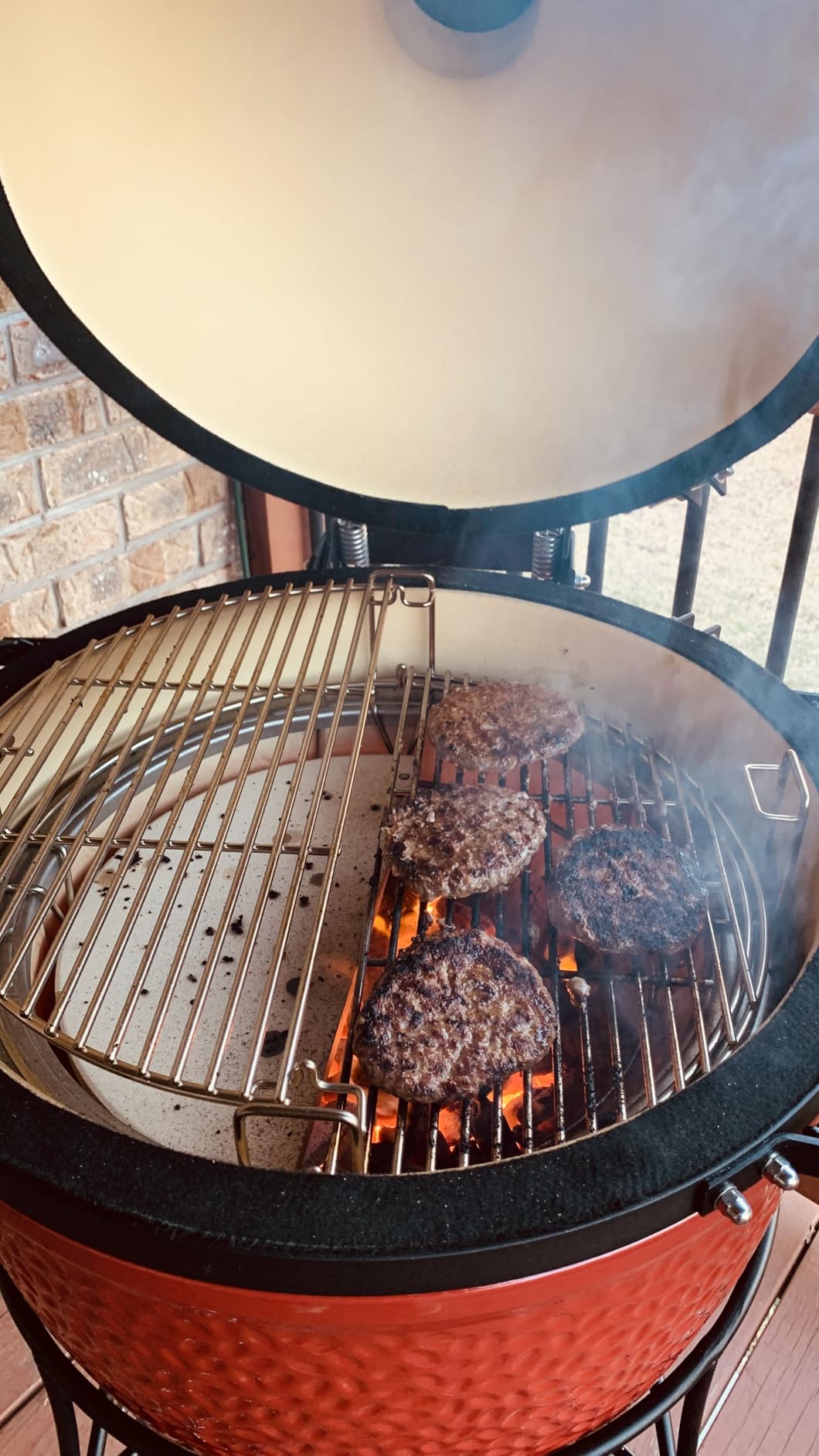 Kamado Joe Classic Joe I Premium 18-inch Ceramic Charcoal Grill and Smoker in Red with Cart, Side Shelves, Grill Gripper, and Ash Tool, 250 Cooking Square Inches, Model KJ23RH customer photo 2