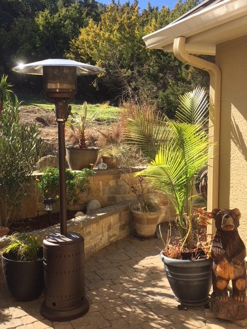 Amazon Basics 46,000 BTU Portable Outdoor Propane Patio Heater with Wheels, Commercial & Residential with Water Tank, Adjustable Heat Output, 9-Foot Radius, Slate Gray, 32.1