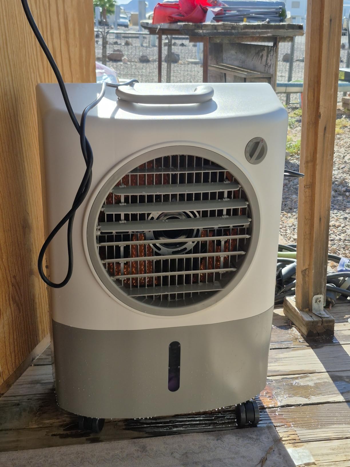 Portable Swamp Coolers - 1300 CFM MC18M Evaporative Air Cooler with 2-Speed Fan, 53.4 dB - 500 sq. ft. Coverage Evaporative Air Cooler Portable High Velocity Outdoor Cooling Fan by Hessaire - White customer photo 1
