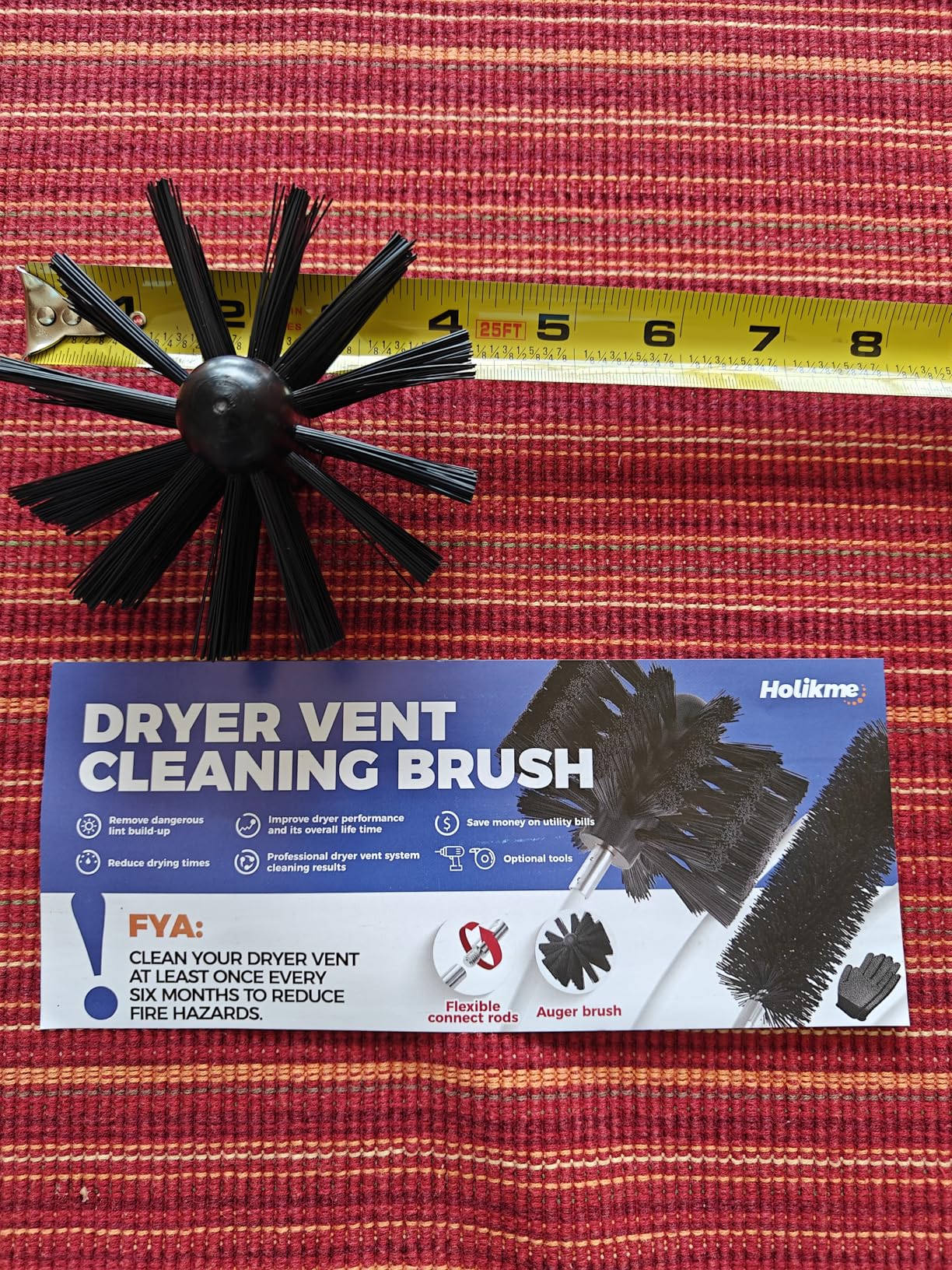 Holikme Dryer Vent Cleaner Kit - 30Ft Fireplace Chimney Brushes Flexible | Dryer Vent Cleaner Brush with Drill Attachment, Removes Years of Lint Buildup, Improves Airflow, Faster Drying & Fire Safety customer photo 1