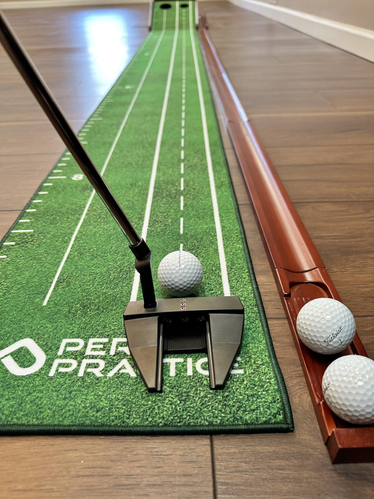 Perfect Practice Standard 9' Putting Mat - Indoor Putting Green | Crystal Velvet Golf Mat, Automatic Ball Return, True-Roll Alignment customer photo 1
