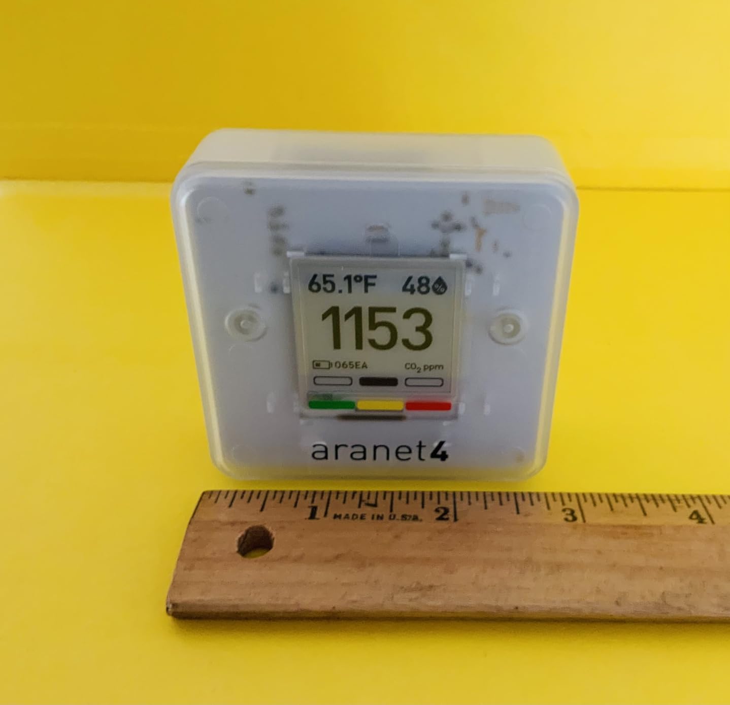 Aranet4 Indoor Air Quality Monitor, Wireless CO2 Detector for Home, Office | 4-year battery life, NDIR sensor. Tracks carbon dioxide, temperature, humidity, and pressure in real time. E-ink screen customer photo 1