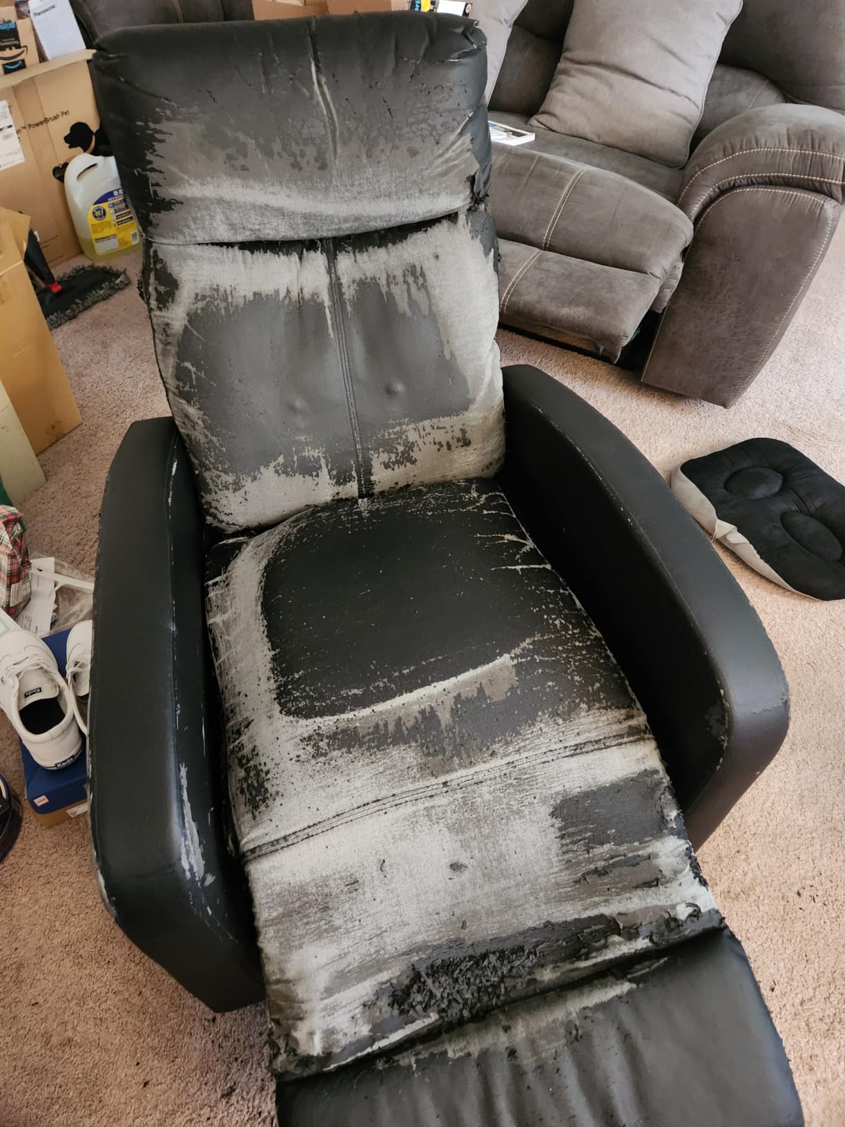 Furniwell Massage Recliner Chair for Living Room, PU Leather Reclining Chair, Black Adjustable Home Theater Seating with Footrest customer photo 1