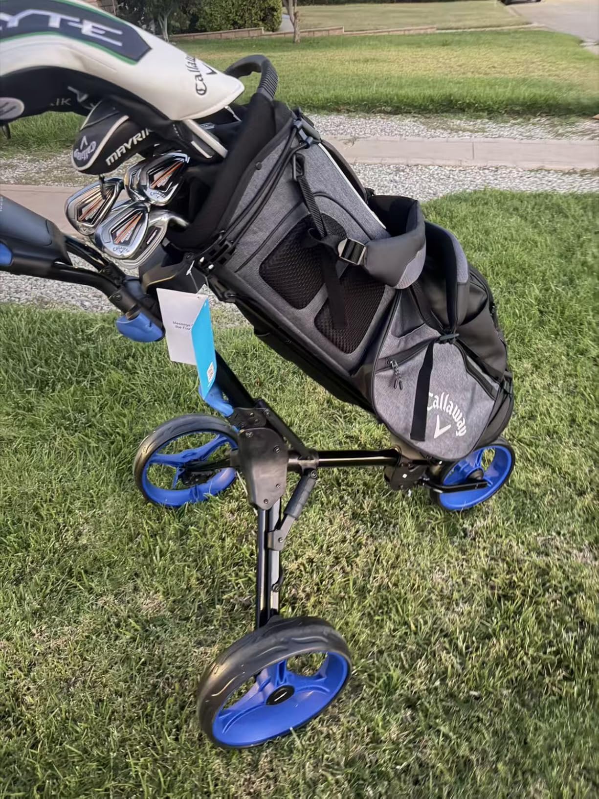 SereneLife 3-Wheel Golf Push Cart - Foldable, Adjustable Handle, Brake, Deluxe Golf Cart with Scorecard, Cup, Cooler & Umbrella Holders, Aluminum Frame and EZ-Fold Design customer photo 1