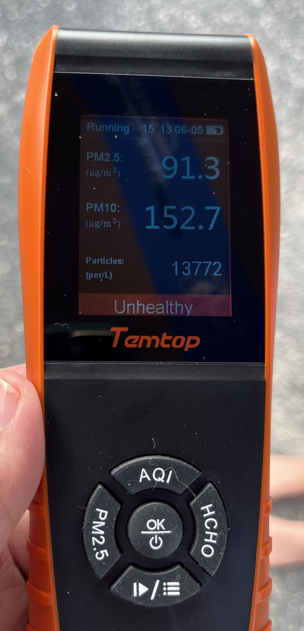 Temtop Air Quality Monitor PM2.5 PM10 Particle Counter, Formaldehyde, Temperature, Humidity, TVOC AQI Tester for Indoor/Outdoor Air Pollution Detection w/Data Export customer photo 1