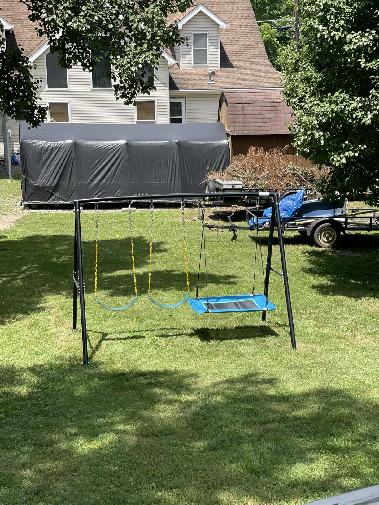 Hapfan 600lb Heavy Duty Swing Set for Outdoor Backyard with 3 Swings Black customer photo 2