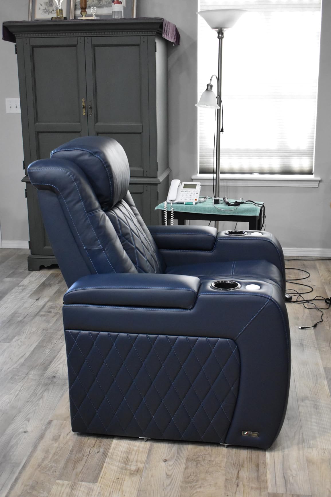 Valencia Tuscany Home Theater Seat - Nappa Leather Power Recliner with Cool Gel Memory Foam, USB-C/A, RGB LED, Adjustable Lumbar & Headrest (Single, Dark Chocolate) customer photo 1