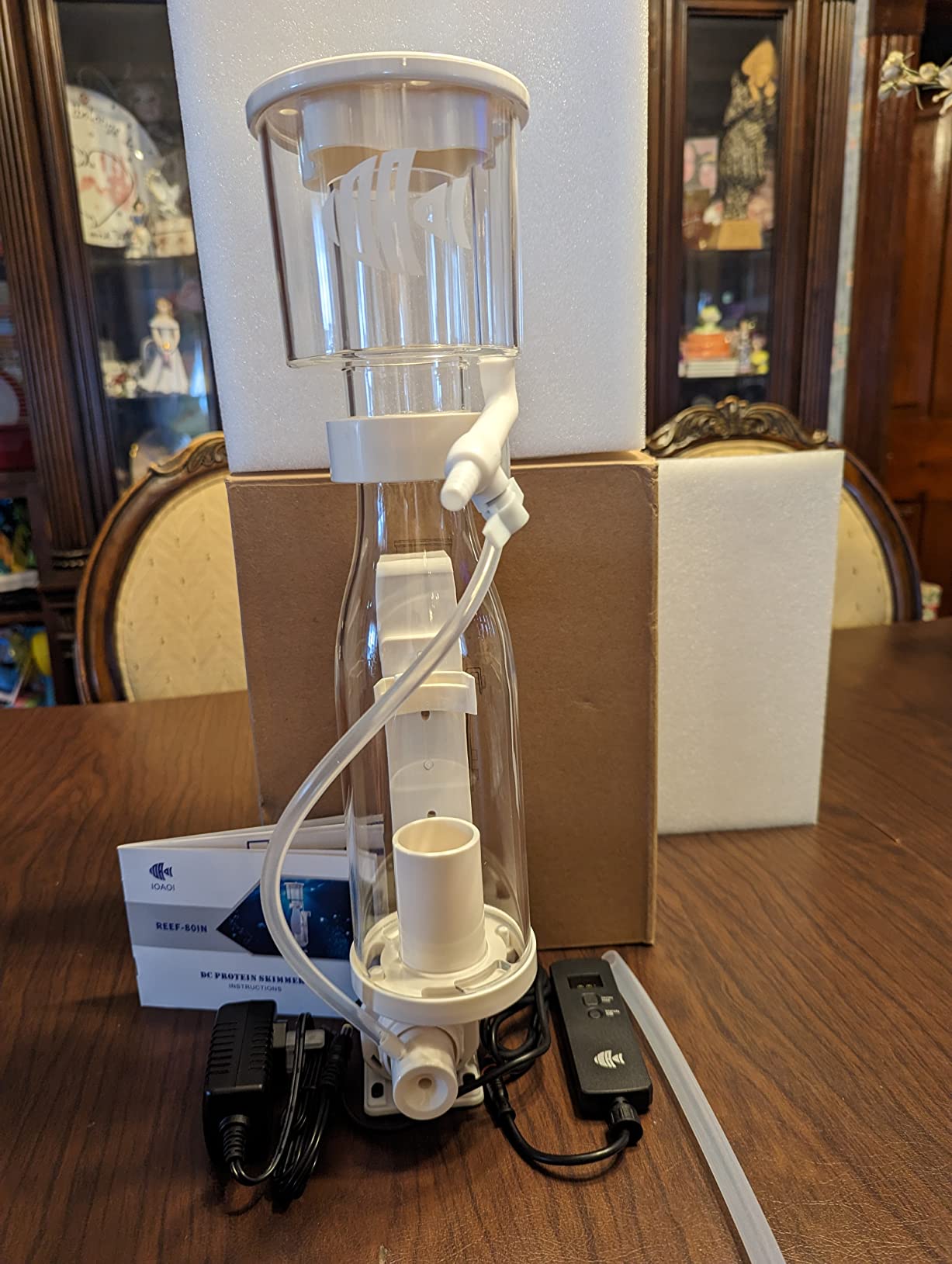 IOAOI Protein Skimmers for Saltwater Aquariums, Hang On Protein Skimmer for Fish Tanks up to 80 Gallons, DC Pinwheel Pump with Controller, Not for Rimmed Tank customer photo 1