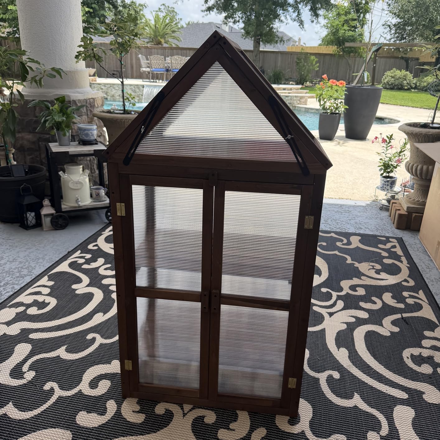 Happygrill Cold Frame, Mini Wooden Green House w/Transparent Openable Roof customer photo 1