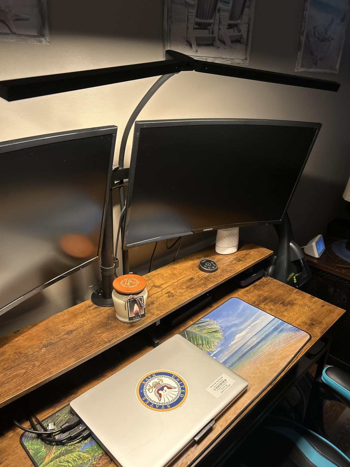 Pzloz Led Desk Lamp for Office Home - Eye Caring Architect lamp with Clamp,Dual Screen Computer Monitor Work Smart Light: 24W 5 Color Flexible Adjustable Lighting Table Lamp for Study Drafting customer photo 1