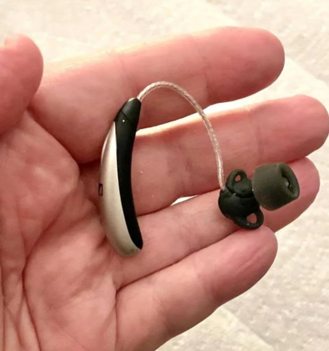 Sennheiser All-Day Clear Bluetooth Hearing Aids - OTC Hearing Aids with Bluetooth - Self-Fitting, Programmable Sound - FDA Cleared - Light Grey customer photo 1