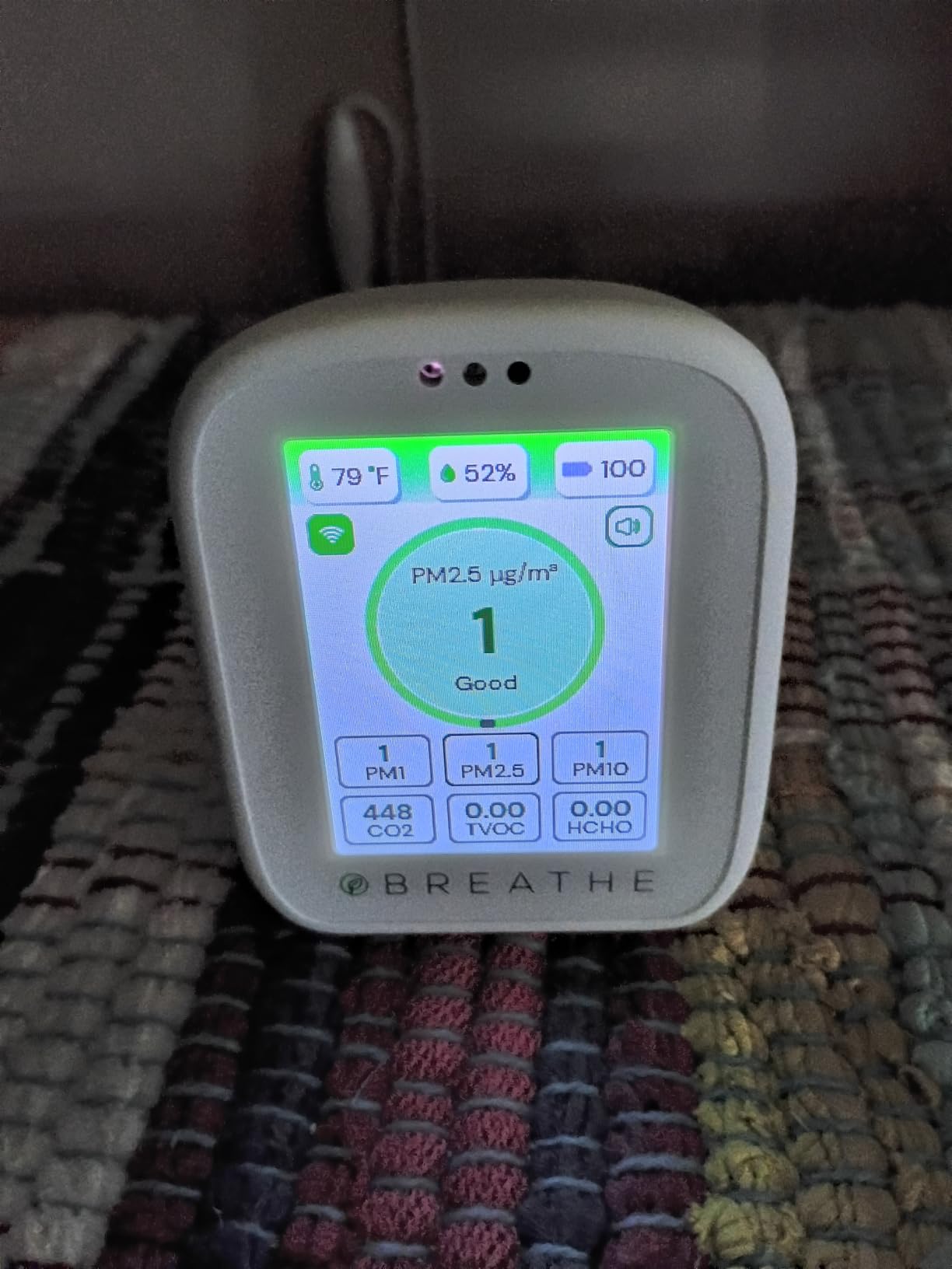 BREATHE Airmonitor Plus Indoor Air Quality Monitor w/CO2, PM & App. Gen 2. | Professional-Grade NDIR Sensor, PM1, PM10, TVOC, Formaldehyde, Smart Alerts, 90-Day History, CSV Export. 6 Hour Battery Life. customer photo 1