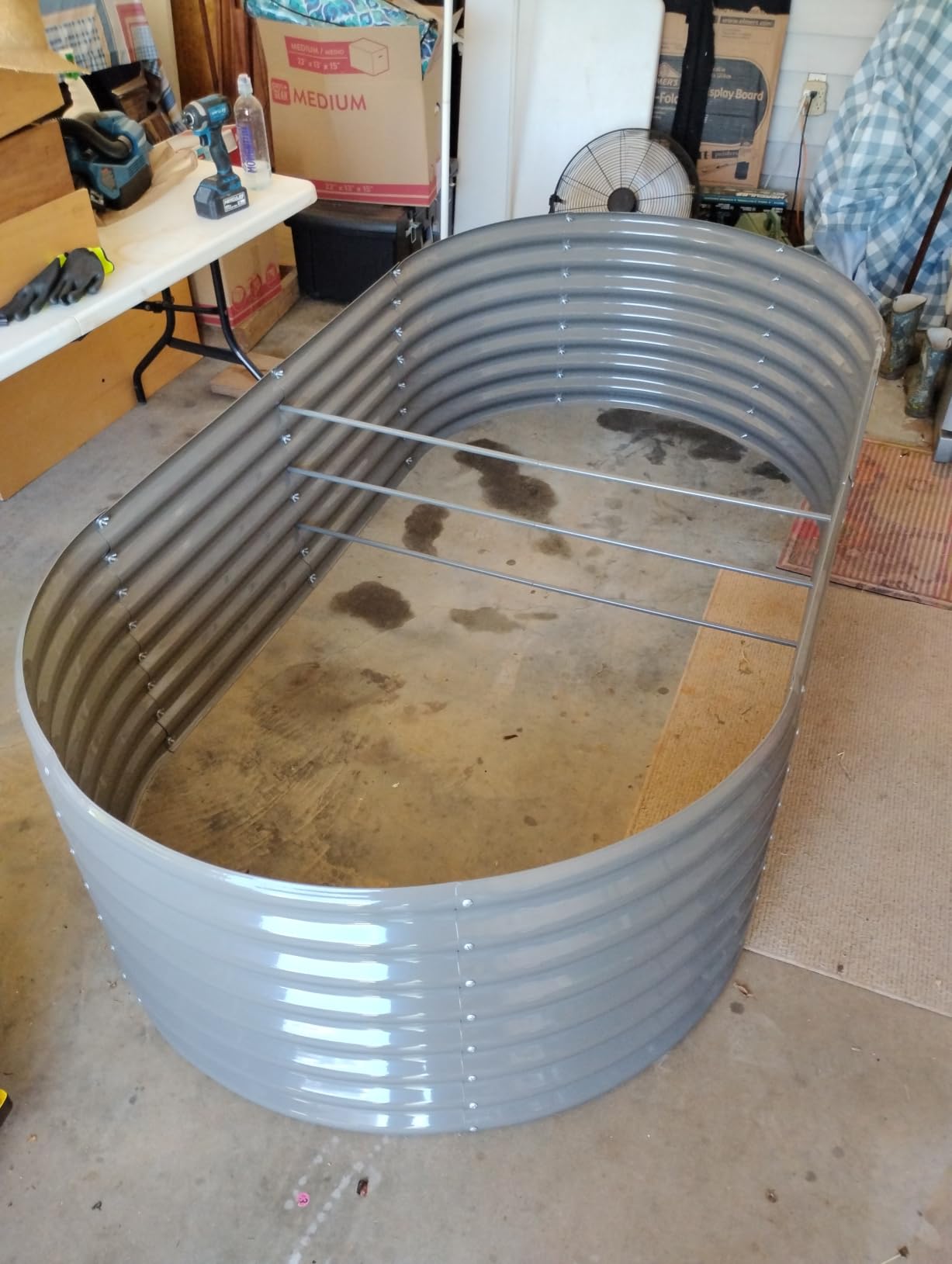 Anleolife 8x4x2ft Oval Deep Root Galvanized Raised Garden Bed, Quartz Grey customer photo 1