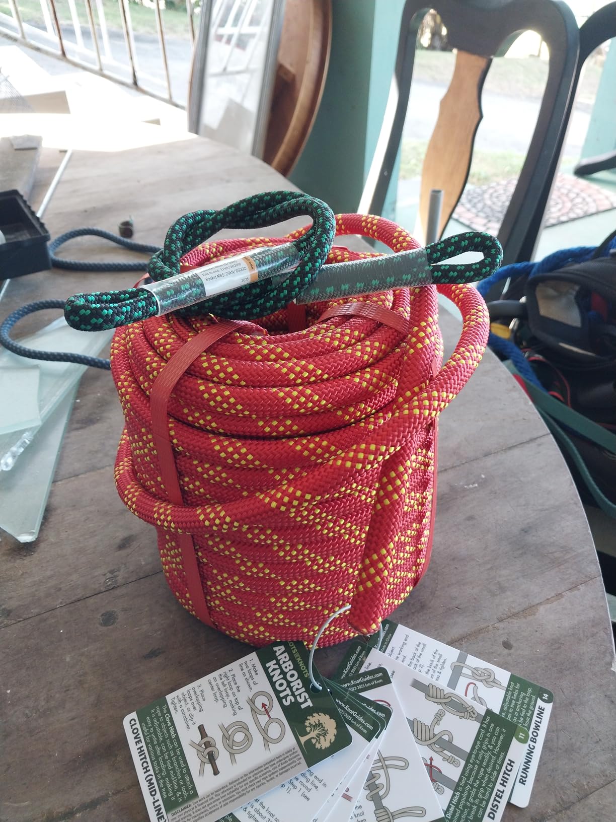 1/2 Inch Static Climbing Rope (150 Ft) - 9000lbs High Strength Arborist Bull Rope for Tree Pulling, Rigging & Rappelling - 48 Strand Polyester Braided Core, Red customer photo 2