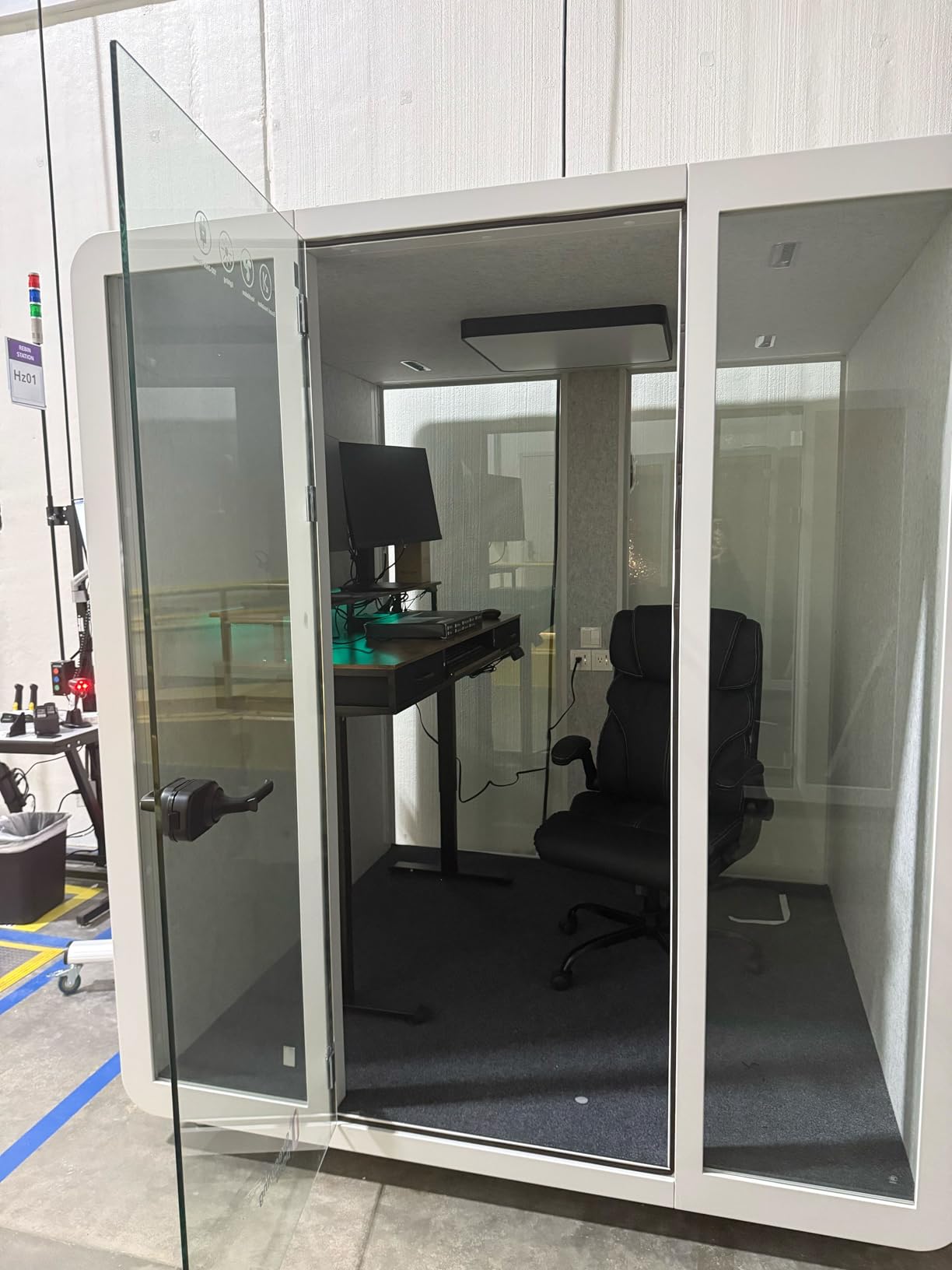 GEARONIC Solo Office Sound Booth Pod Audio Privacy, Mobile Roller with Desk, LED Light, Fans and AC USB Ports (Black Obsidian) customer photo 2