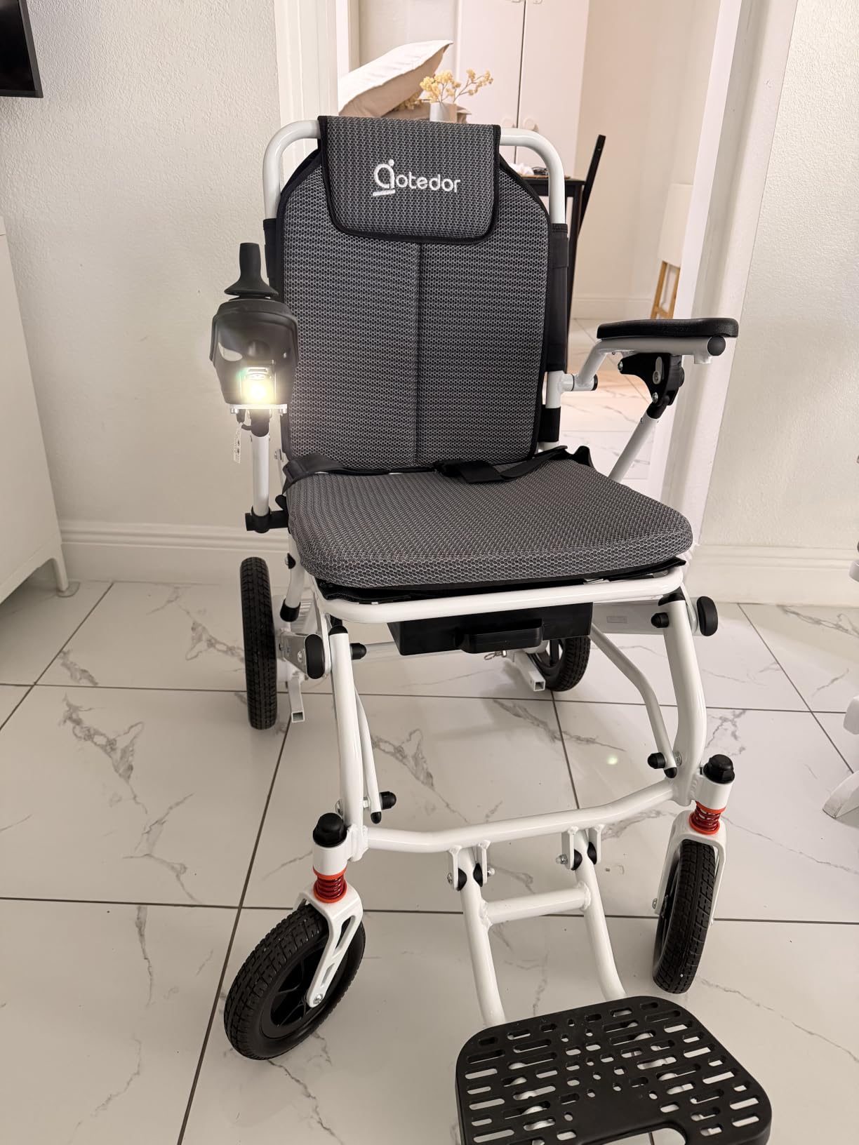 Aotedor Electric Wheelchairs for Adults, 22 Miles Long Travel Range with 2 Lithium Batteries All Terrain Power Wheelchair, Ultra Lightweight 39Lbs Folding Compact Motorized Wheelchair, Airline Approved customer photo 1