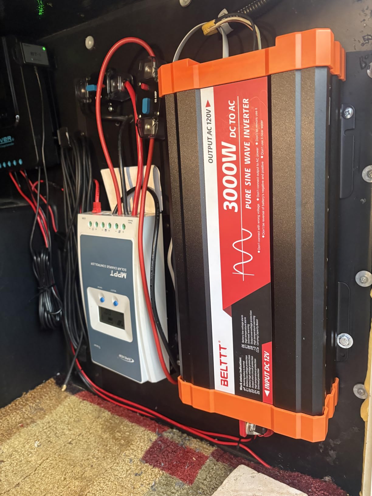 BELTTT 3000W Pure Sine Wave Inverter 12V DC to 120V AC, 6000W Peak | LCD Display, 23 ft Wired Remote, Dual AC and 20A Outlets, Hardwire Port, USB, Power Inverter for Solar, Off-Grid, RV, Truck customer photo 1
