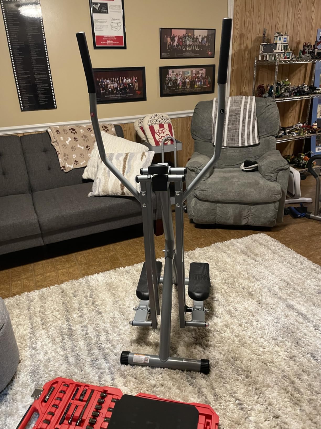 Sunny Health & Fitness Smart Air Walk Elliptical Glider Exercise Machine | Foldable and Compact Design, 30