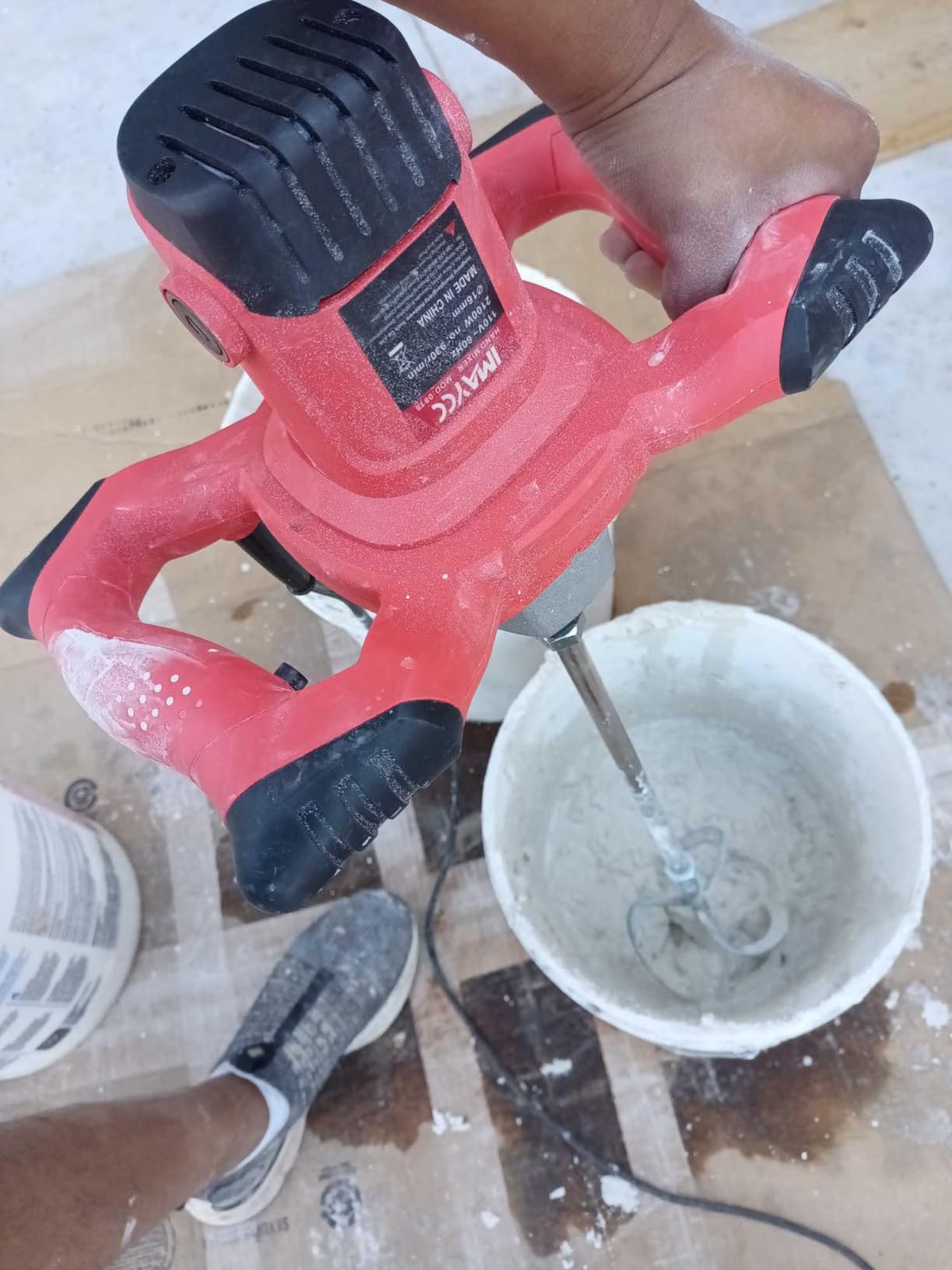 IMAYCC Cement Mixer 2100W, Portable Concrete Mixer, 110V Handheld Mud Mixer for Mortar, Paint, Grout, Plaster customer photo 2
