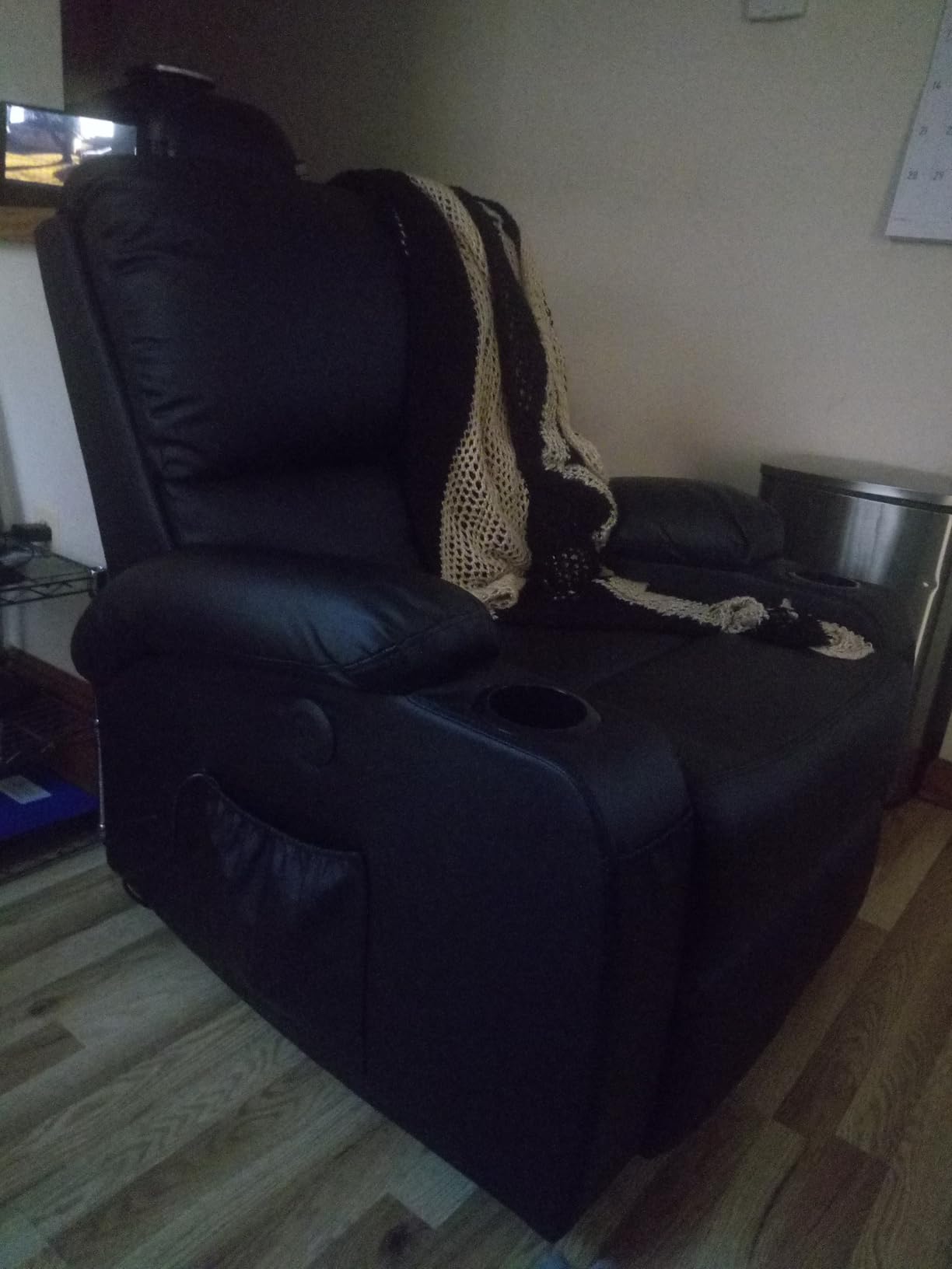 LAFWELL Rocking Recliner Chair with Vibration Massage and Heat, USB and Type-C Ports, 360 Degree Swivel Faux Leather, Black customer photo 1