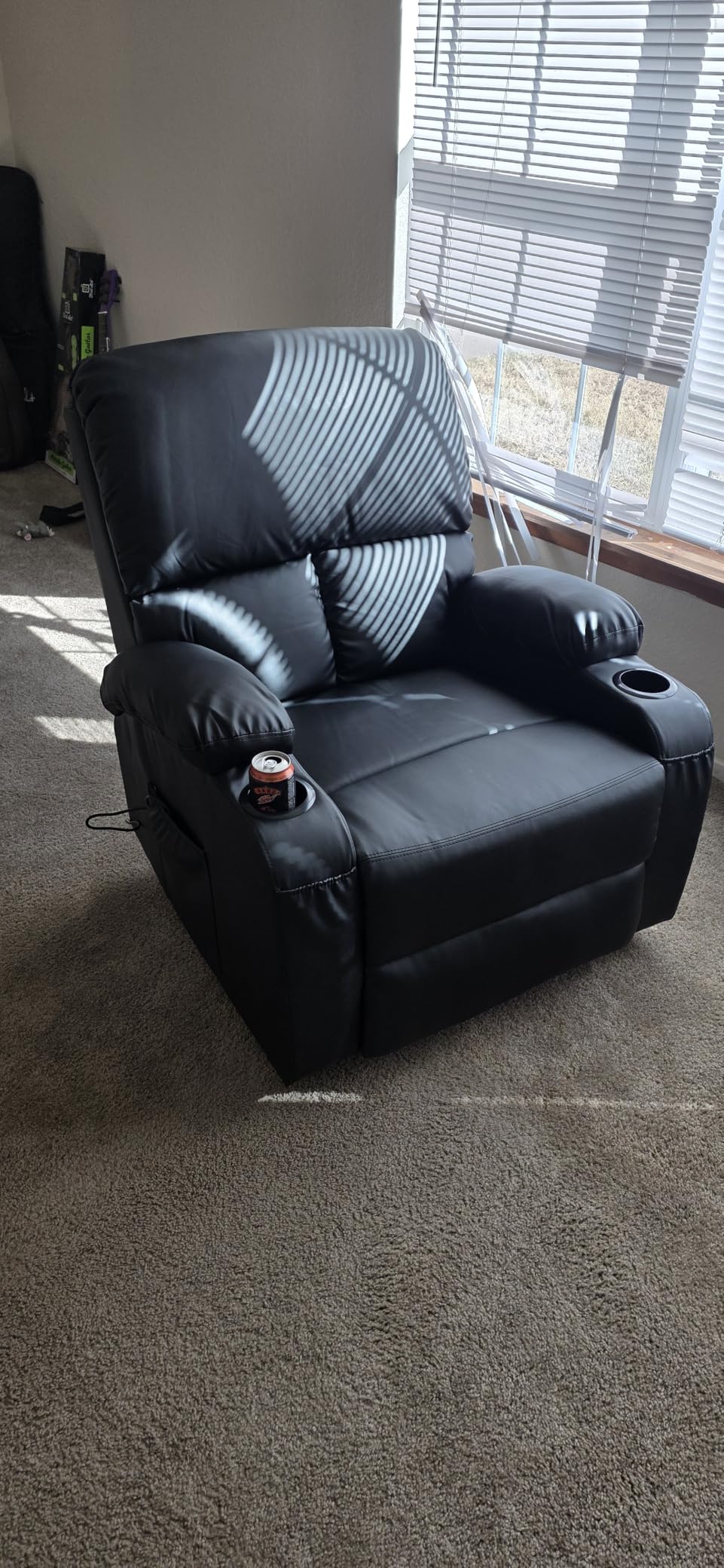 LAFWELL Rocking Recliner Chair with Vibration Massage and Heat, USB and Type-C Ports, 360 Degree Swivel Faux Leather, Black customer photo 2