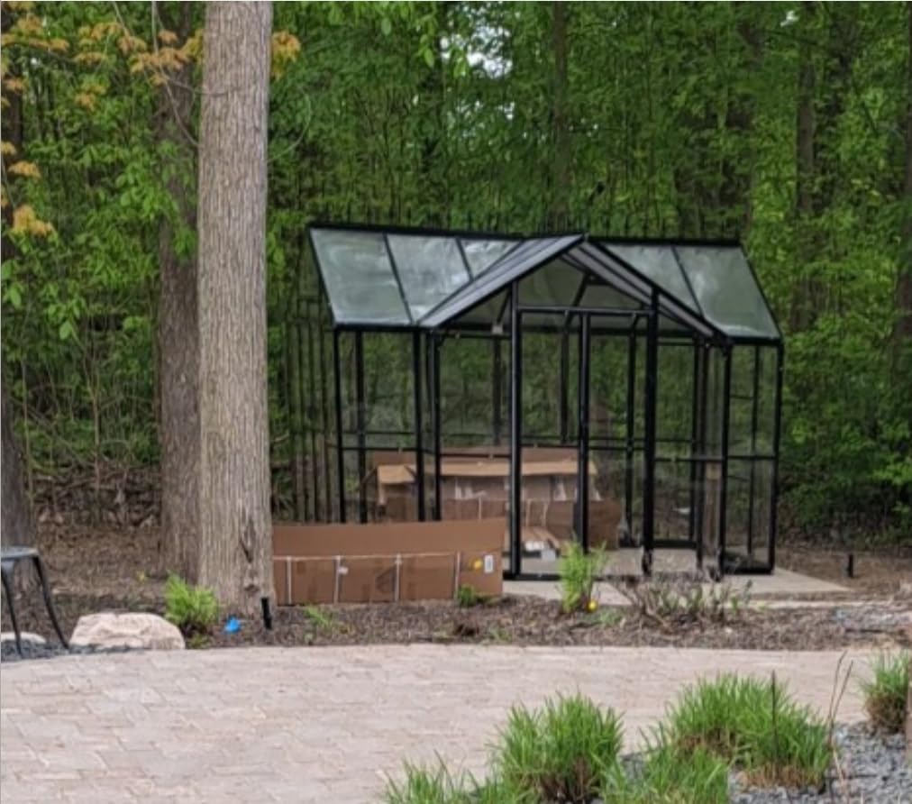 AMERLIFE 12 x 10 x 8-Ft Hybrid Polycarbonate Greenhouse | Quick-Connect Aluminum Frame, Dual Roof Vents, Double Doors, Gutters, Walk-In Design, Black customer photo 1