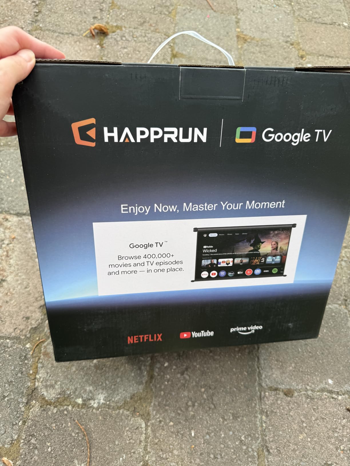 HAPPRUN 3000 ANSI Lumens Outdoor Projector with Official Google TV | 4K Supported, Dolby Audio, Auto Focus & Auto Keystone, 10K+ Apps, WiFi 6, Bluetooth, Indoor & Outdoor Movies customer photo 2