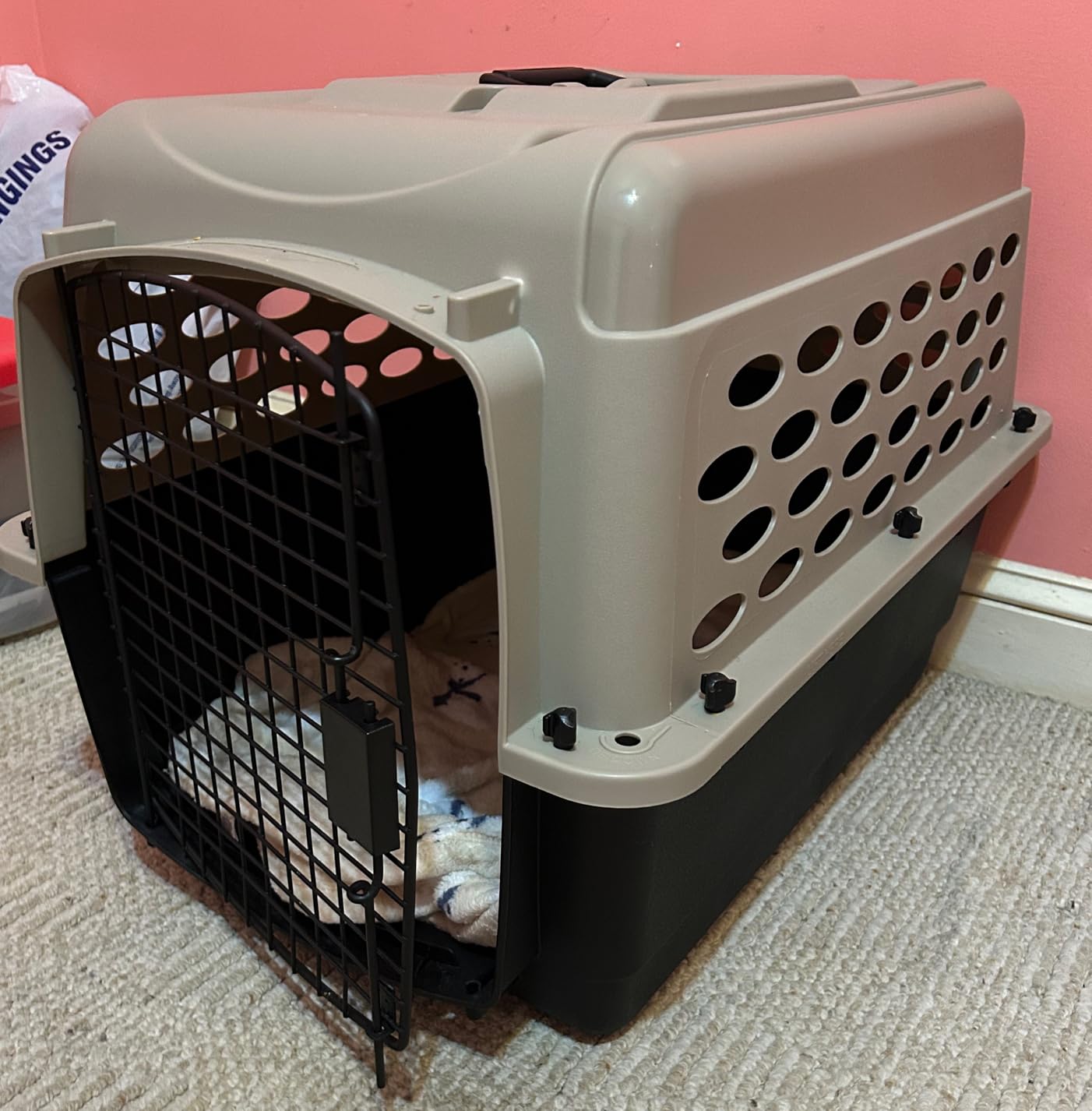 Petmate Vari Dog Kennel, Carrier for Large Dogs, 36in, Taupe and Black | Airline Friendly, Durable Plastic Pet Crate for Home and Travel customer photo 1